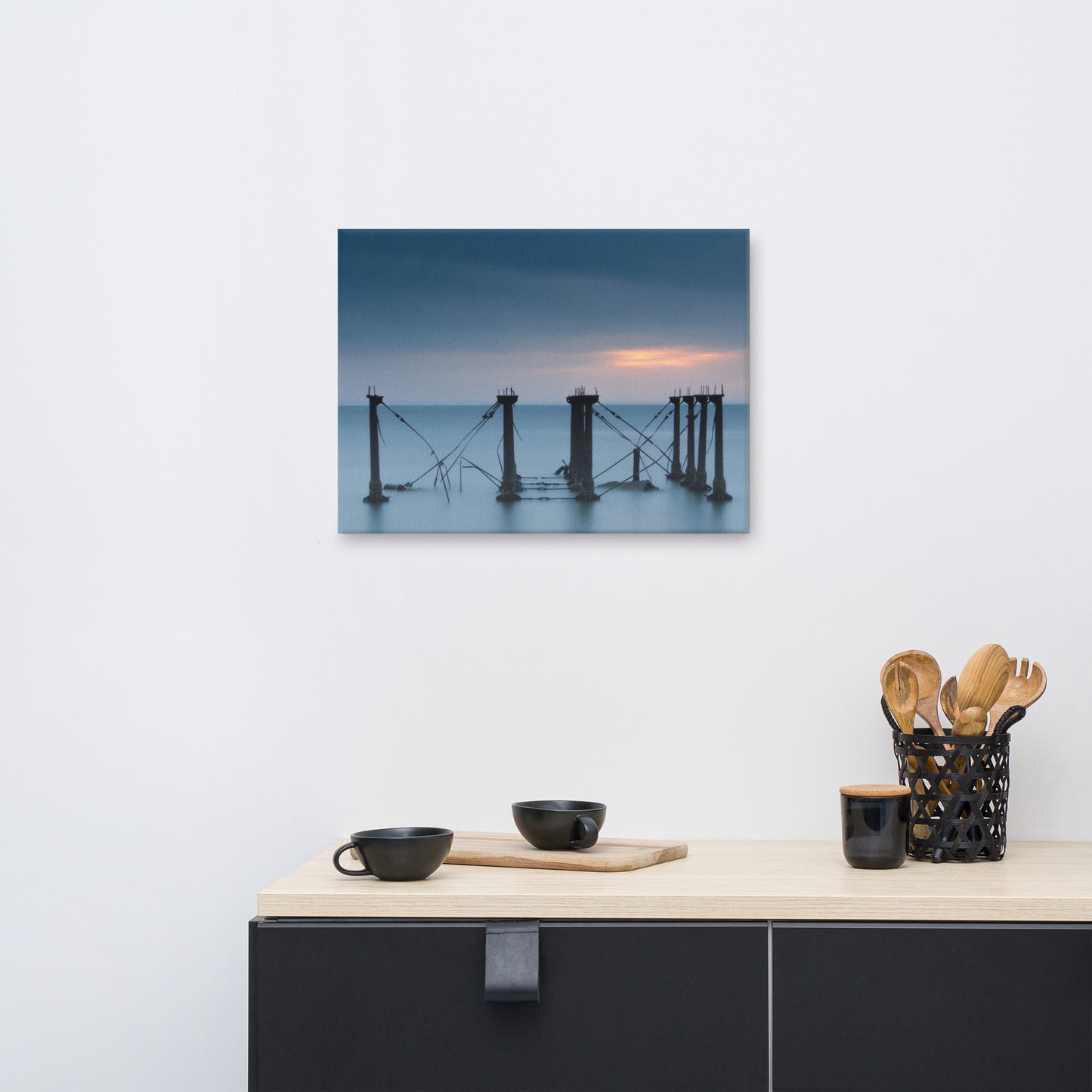 Cloudy Sunrise at Port Mahon Lighthouse Ruins Coastal Landscape Canvas Wall Art Prints