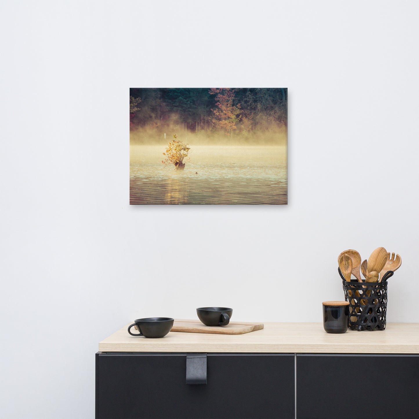 Golden Mist on Waples Pond Rural Landscape Photo Canvas Wall Art Prints