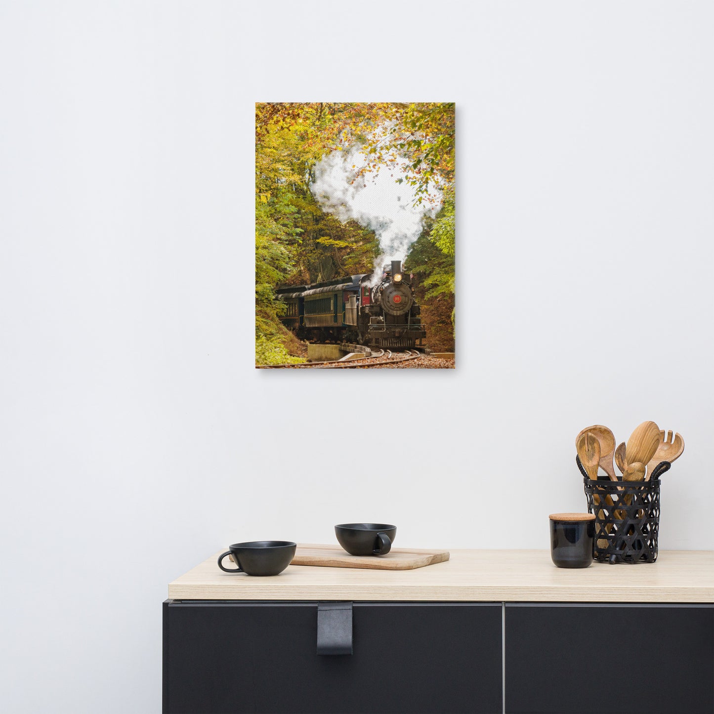 Steam Train with Autumn Foliage Rural Landscape Canvas Wall Art Prints