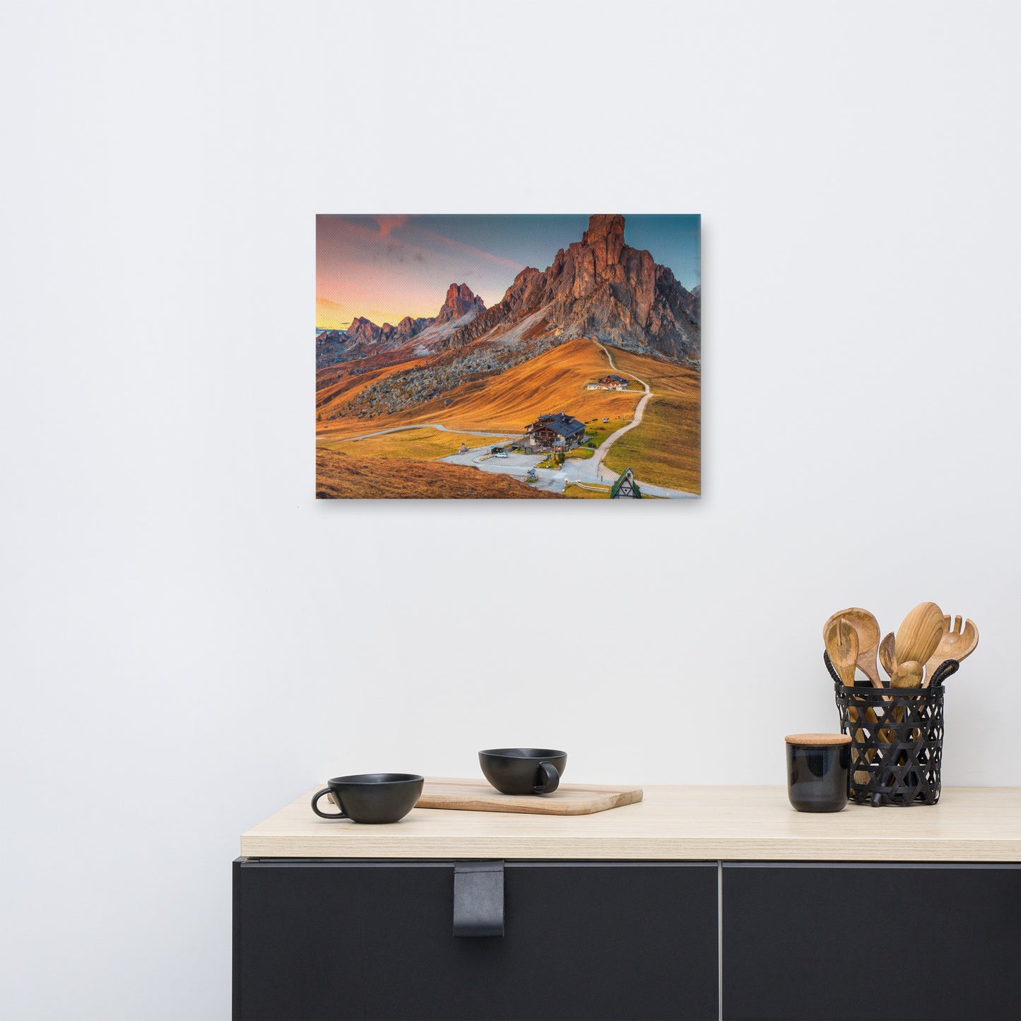 Majestic Sunset and Alpine Mountain Pass Rural Landscape Photo Canvas Wall Art Prints