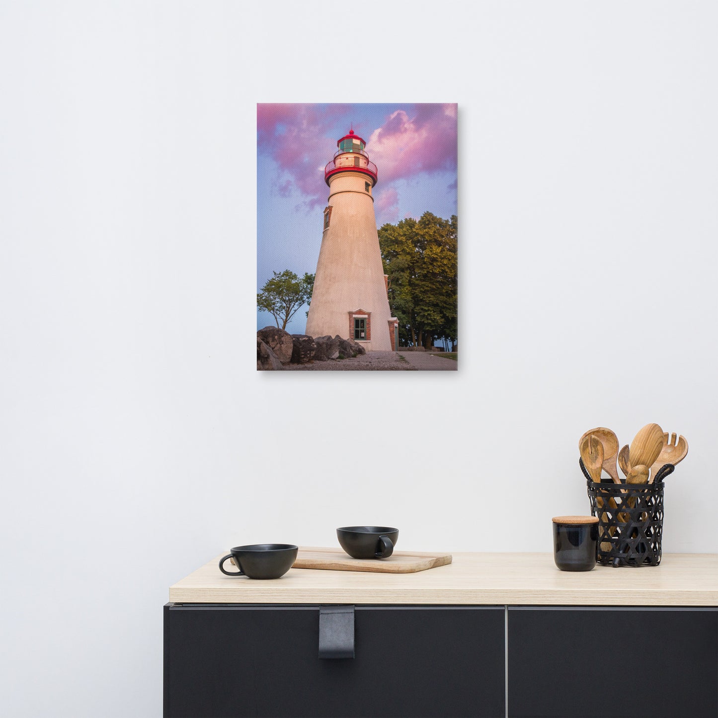 Marblehead Lighthouse at Sunset Coastal Landscape Canvas Wall Art Prints