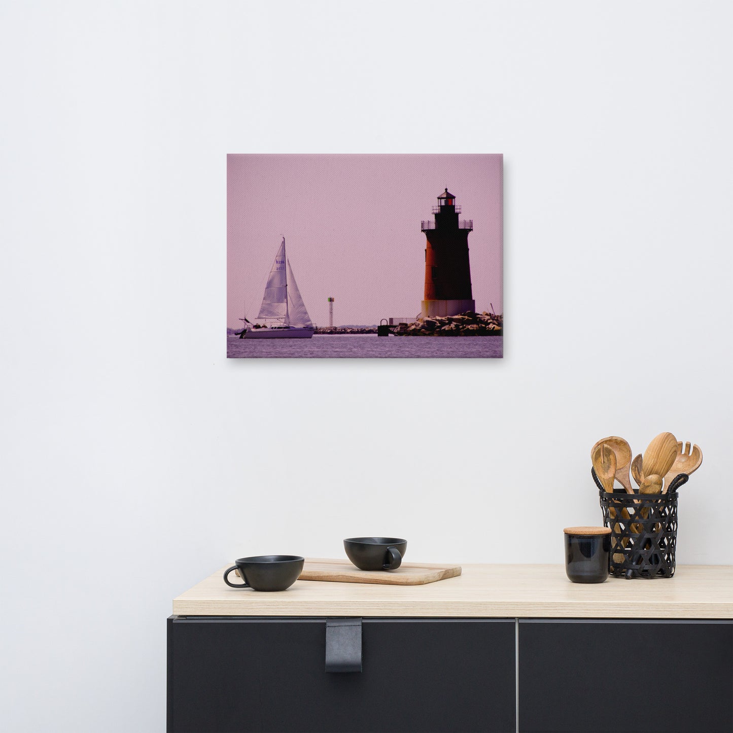 Sailing in the Bay Color Coastal Landscape Canvas Wall Art Prints