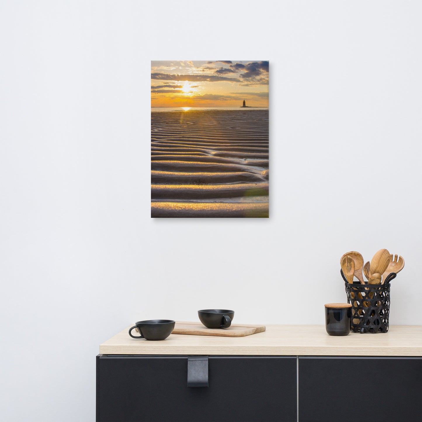 Sandbars and Sunset Coastal Landscape Canvas Wall Art Prints