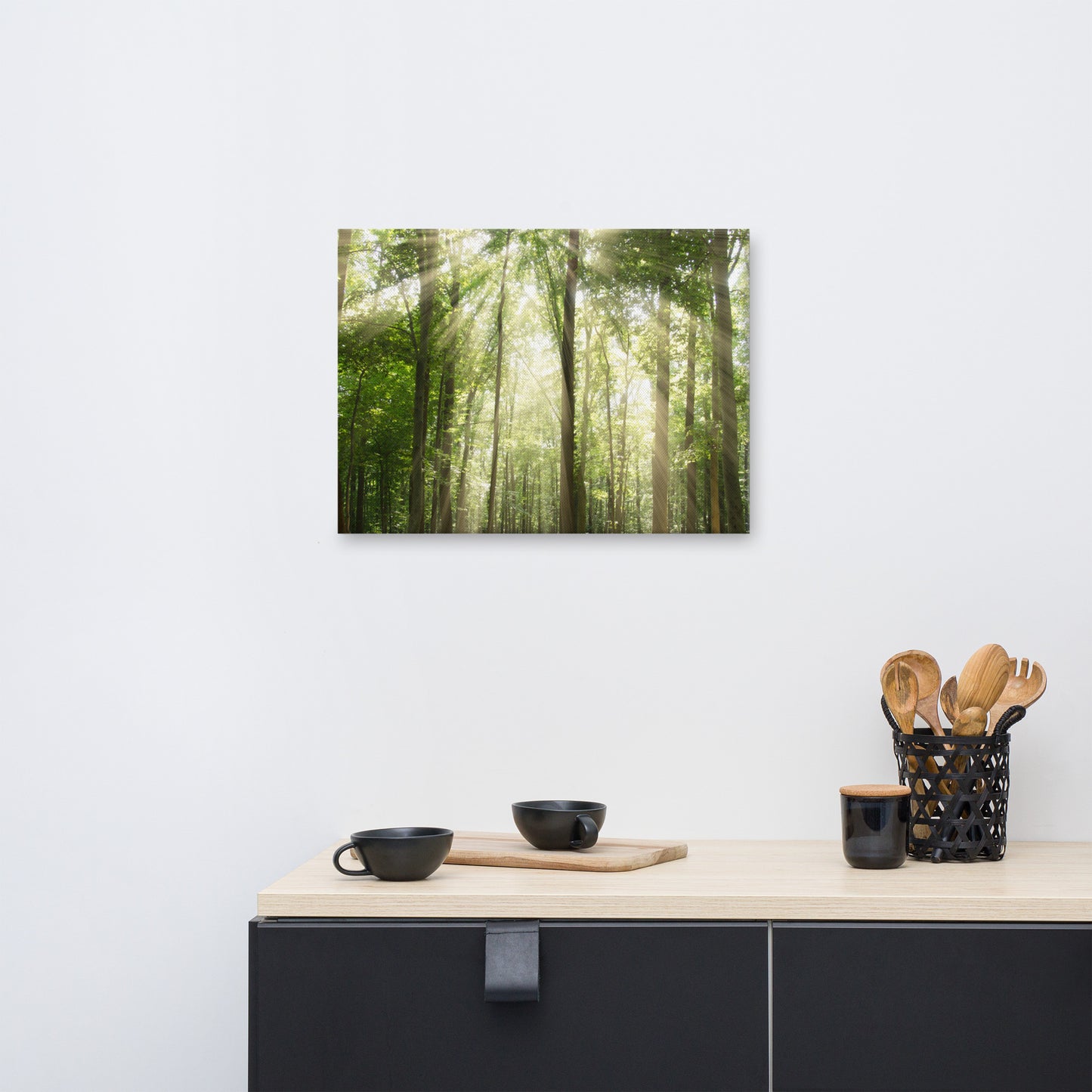 Sun Rays Through Treetops Rural Landscape Canvas Wall Art Prints