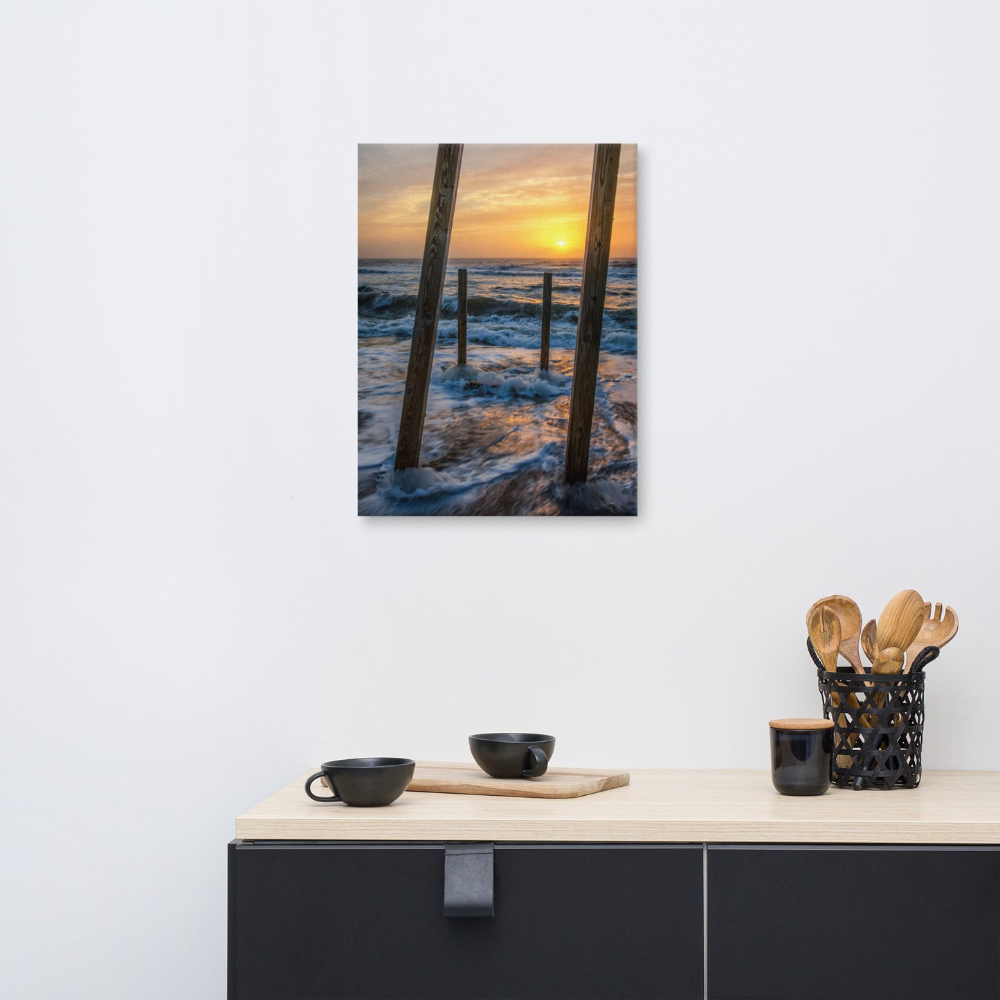 Sunrise Between the Pillars Coastal Landscape Canvas Wall Art Prints