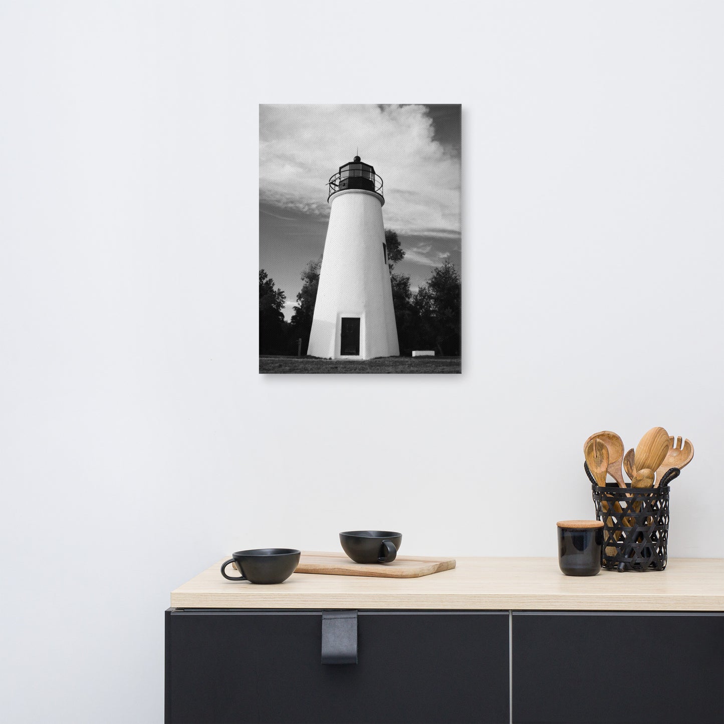 Touch the Sky Black and White Coastal Landscape Canvas Wall Art Prints