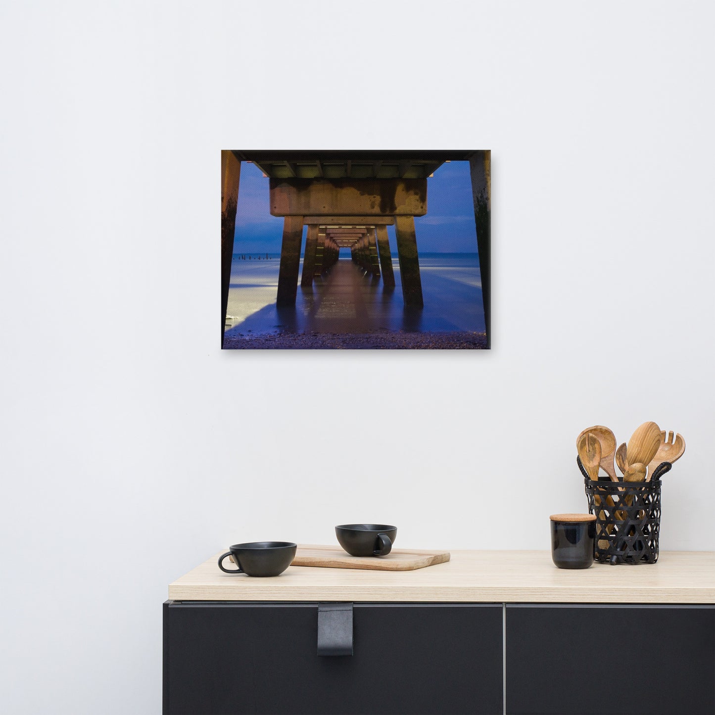 Under the Pier Architectural Coastal Landscape Photograph Canvas Wall Art Prints