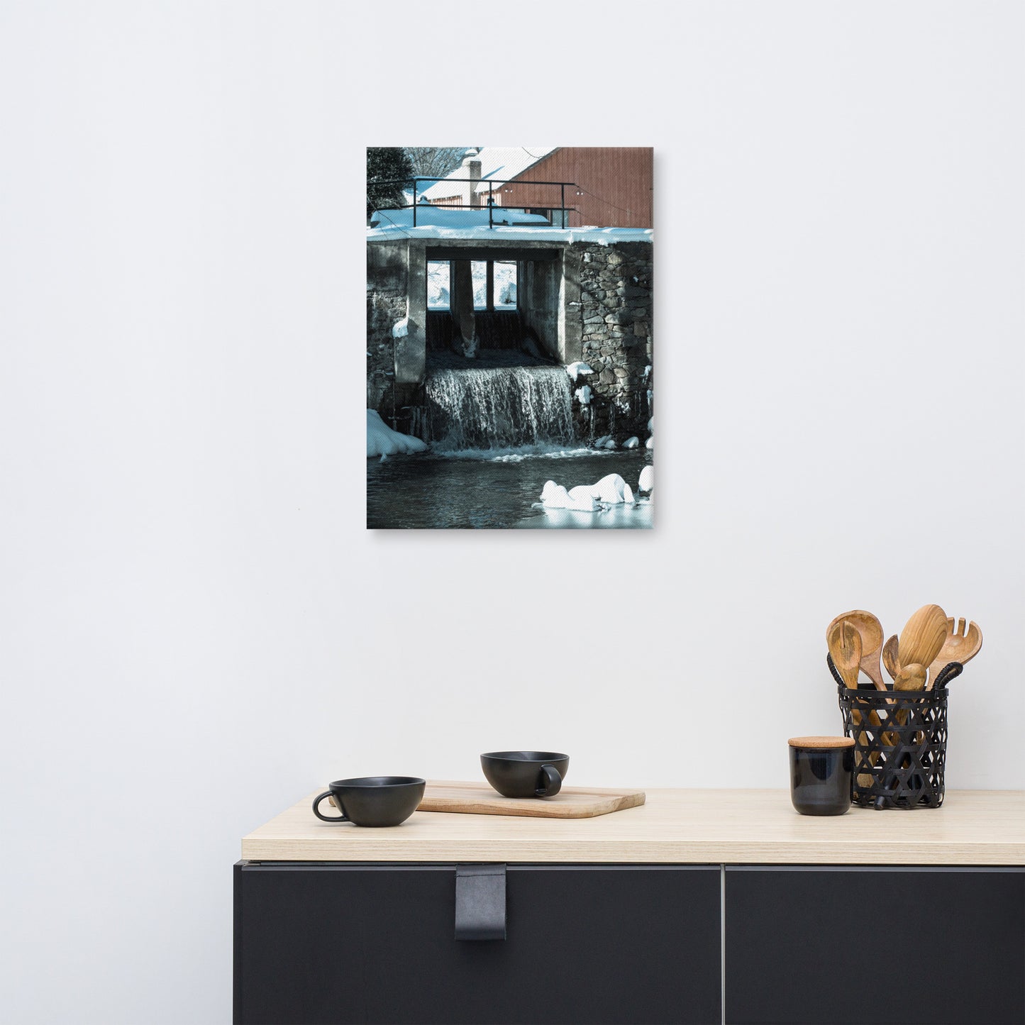 Winter Mill Rural Landscape Canvas Wall Art Prints
