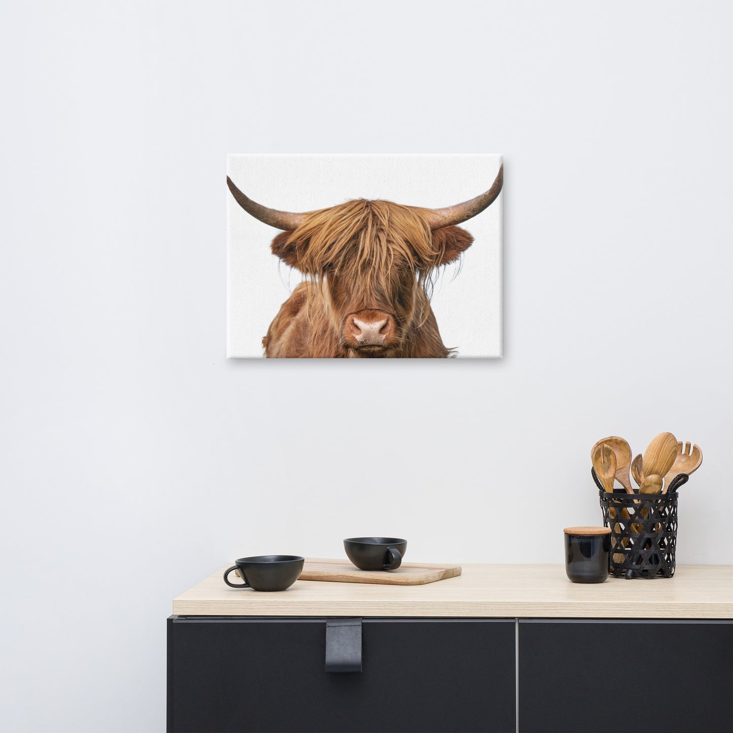 Golden Highland Cow Minimal Animal / Wildlife Photo Canvas Wall Art Prints