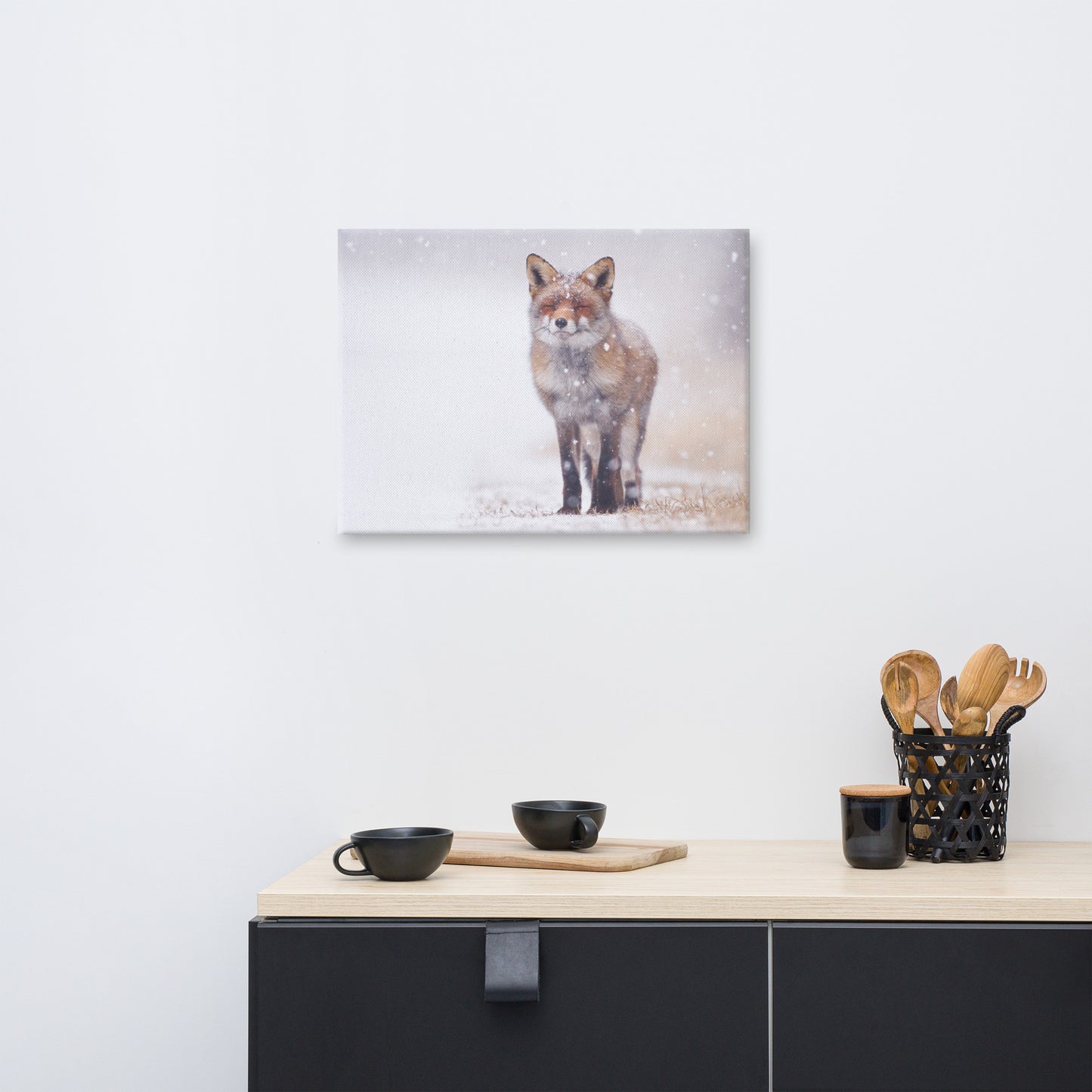 Happy Smiling Red Fox In The Snow Animal Wildlife Nature Photograph Canvas Wall Art Prints