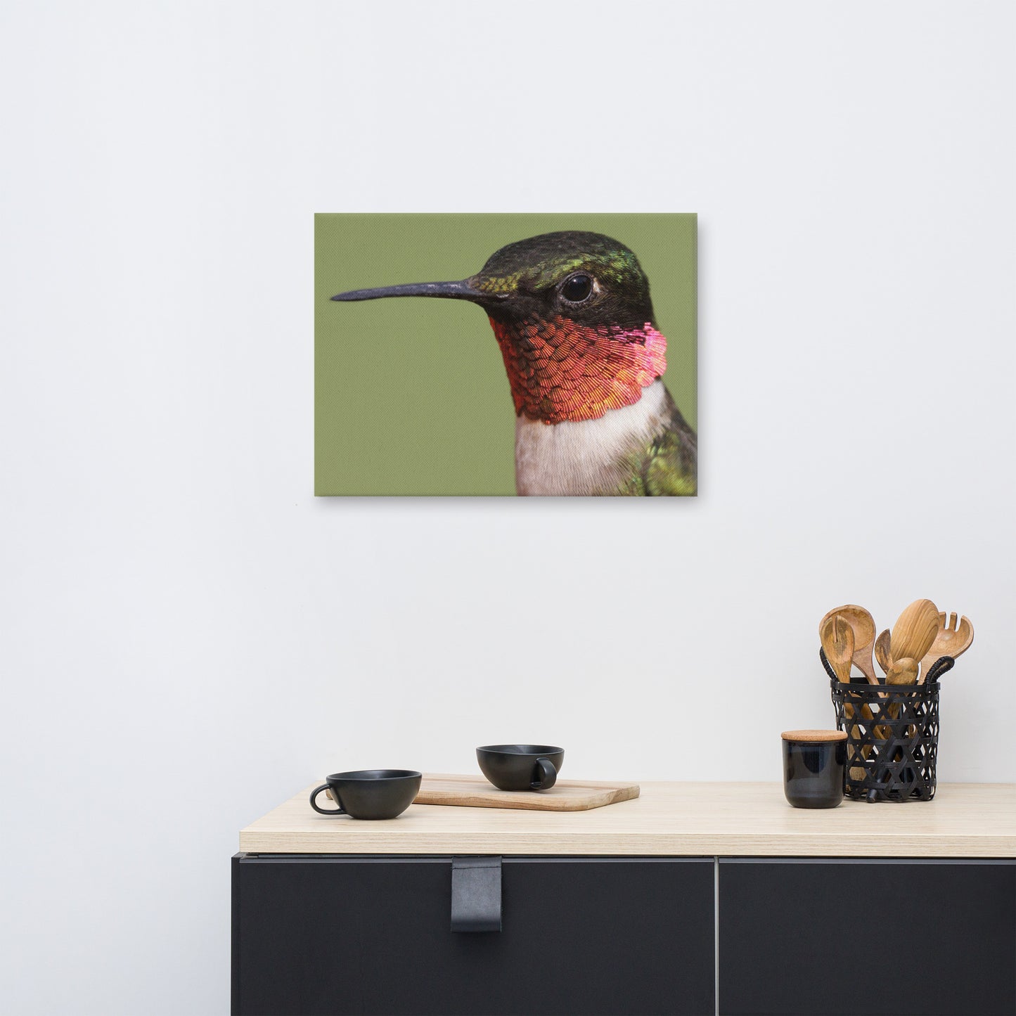 Close-up Ruby-throated Hummingbird Animal Wildlife Photograph Canvas Wall Art Prints