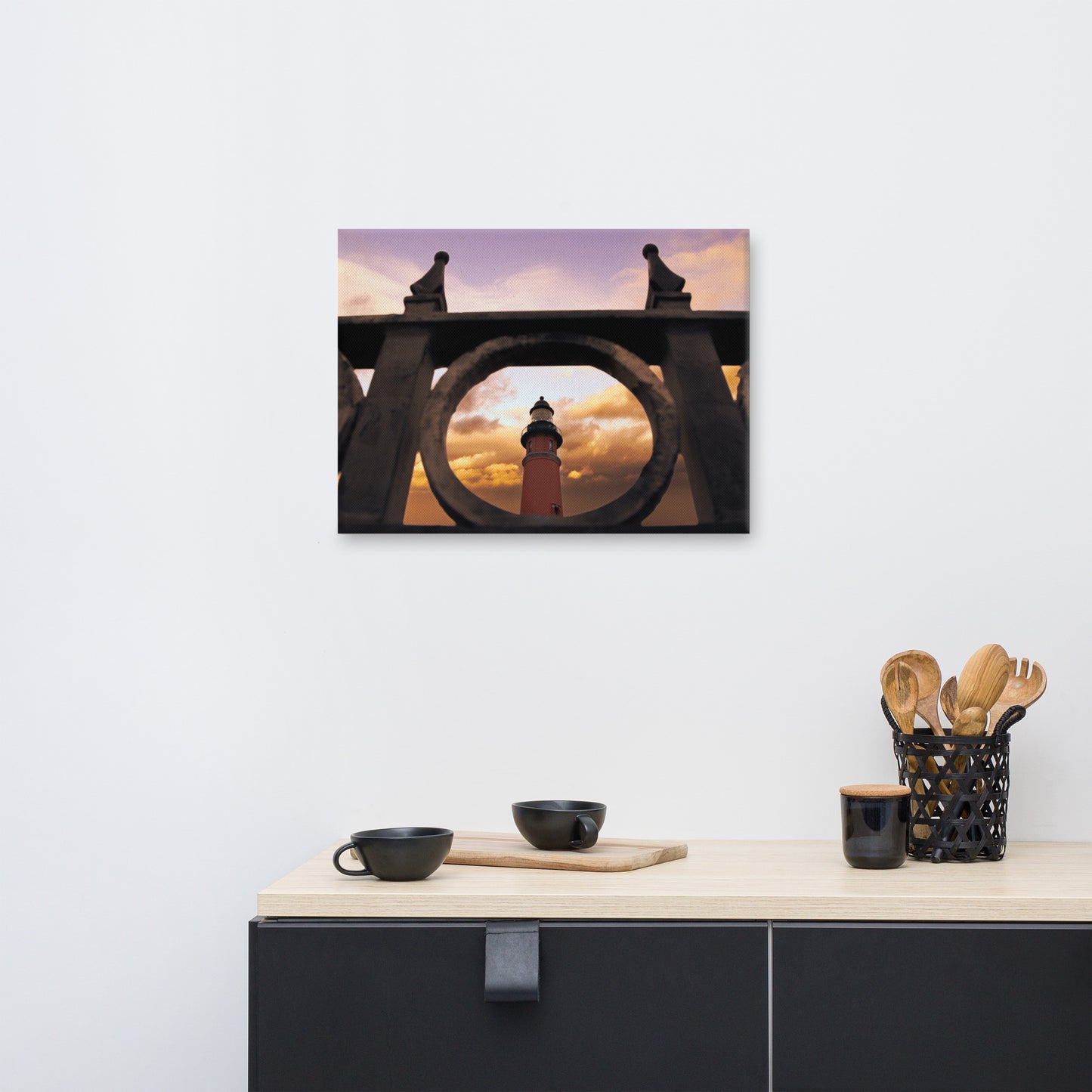 Ponce De Leon Lighthouse and Iron Fence Architectural Coastal Photo Canvas Wall Art Prints