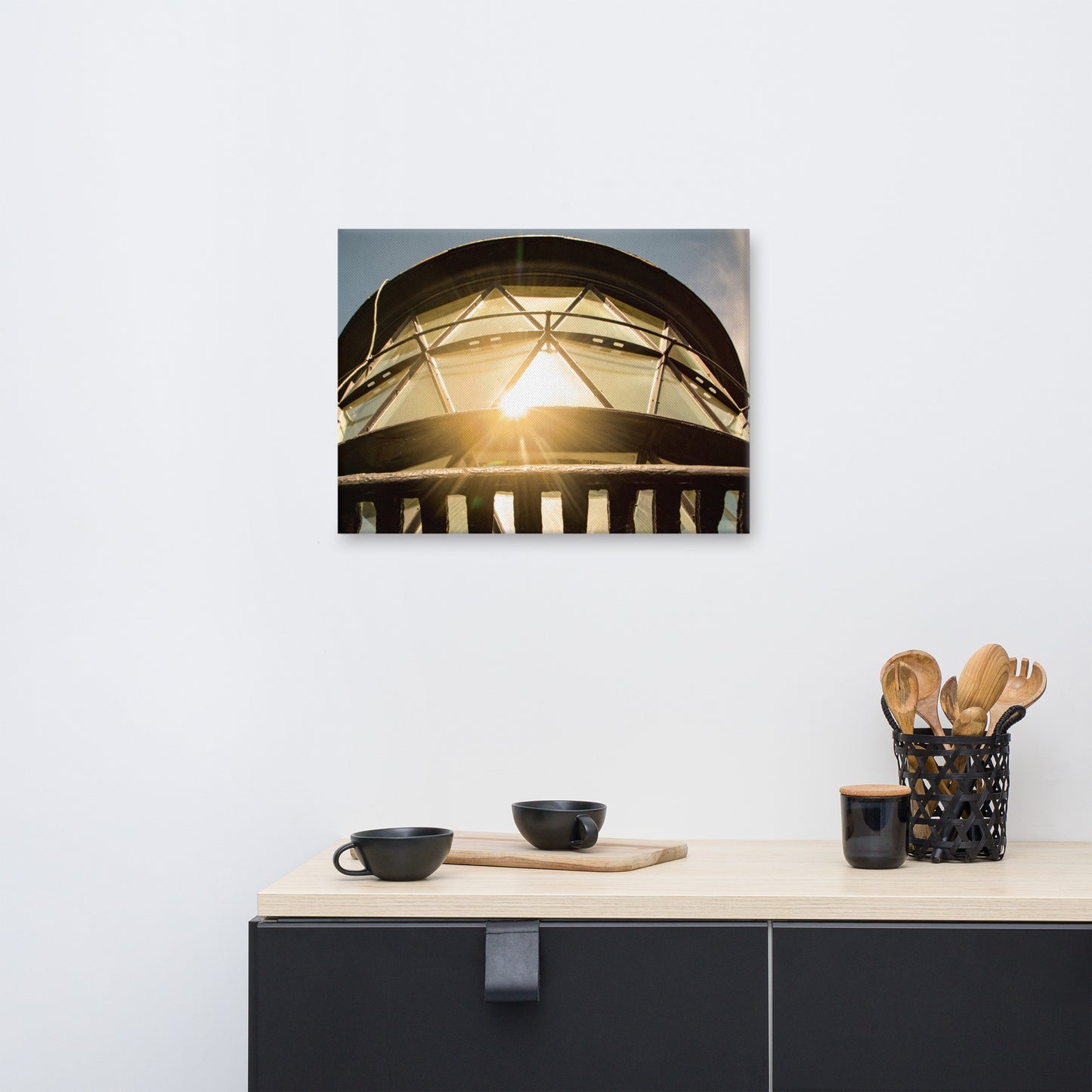 Sun Reflection on Glass Jupiter Lighthouse Canvas Wall Art Print