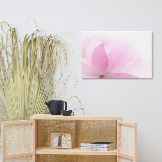 Pink Floral Canvas Wall Art: Peaceful Close-up Pink Lotus Petal Traditional Canvas Wall Art Prints - Wall Decor 24x36 - PIPAFINEART