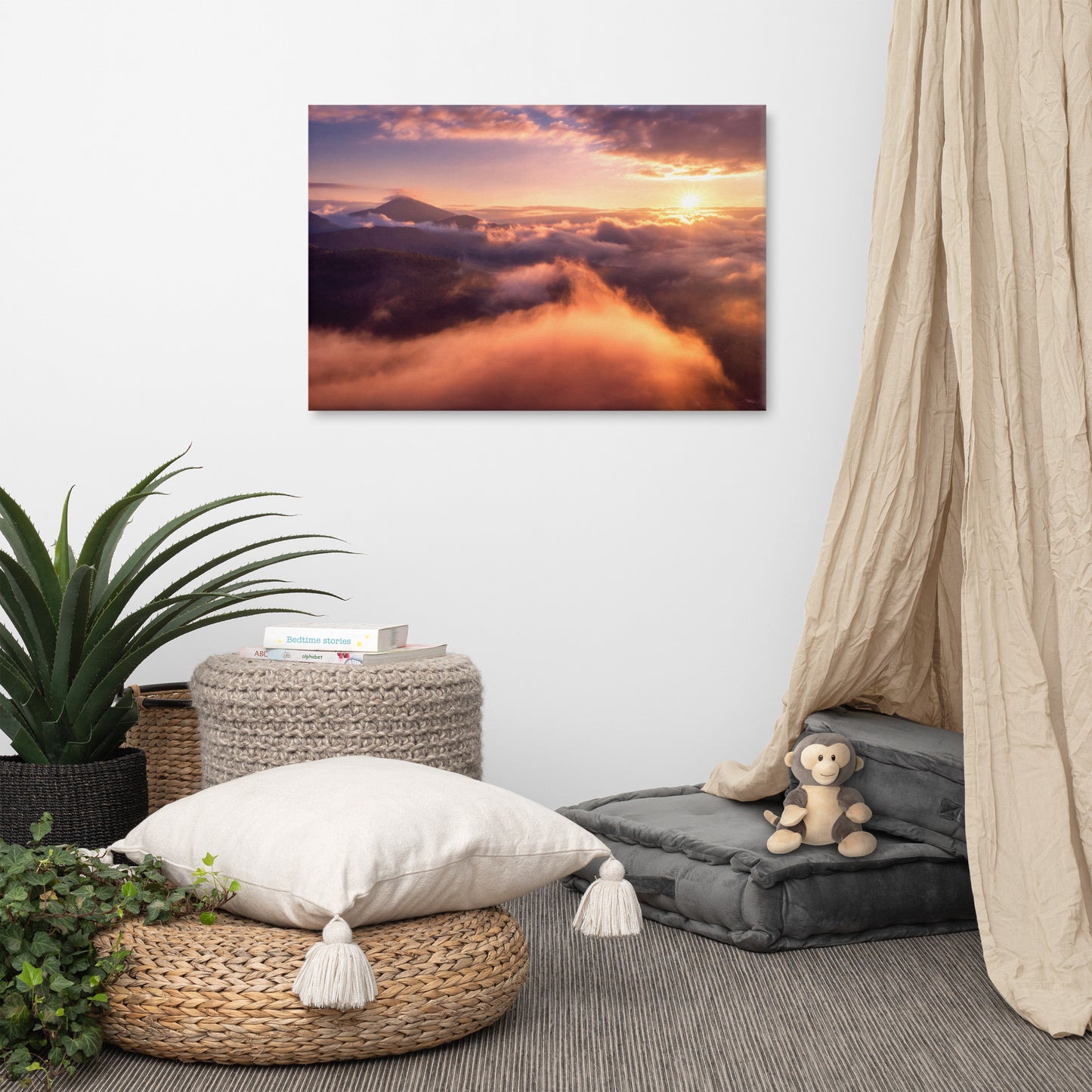 Heaven On Earth Mountains in Clouds at Sunrise Landscape Photo Canvas Wall Art Prints