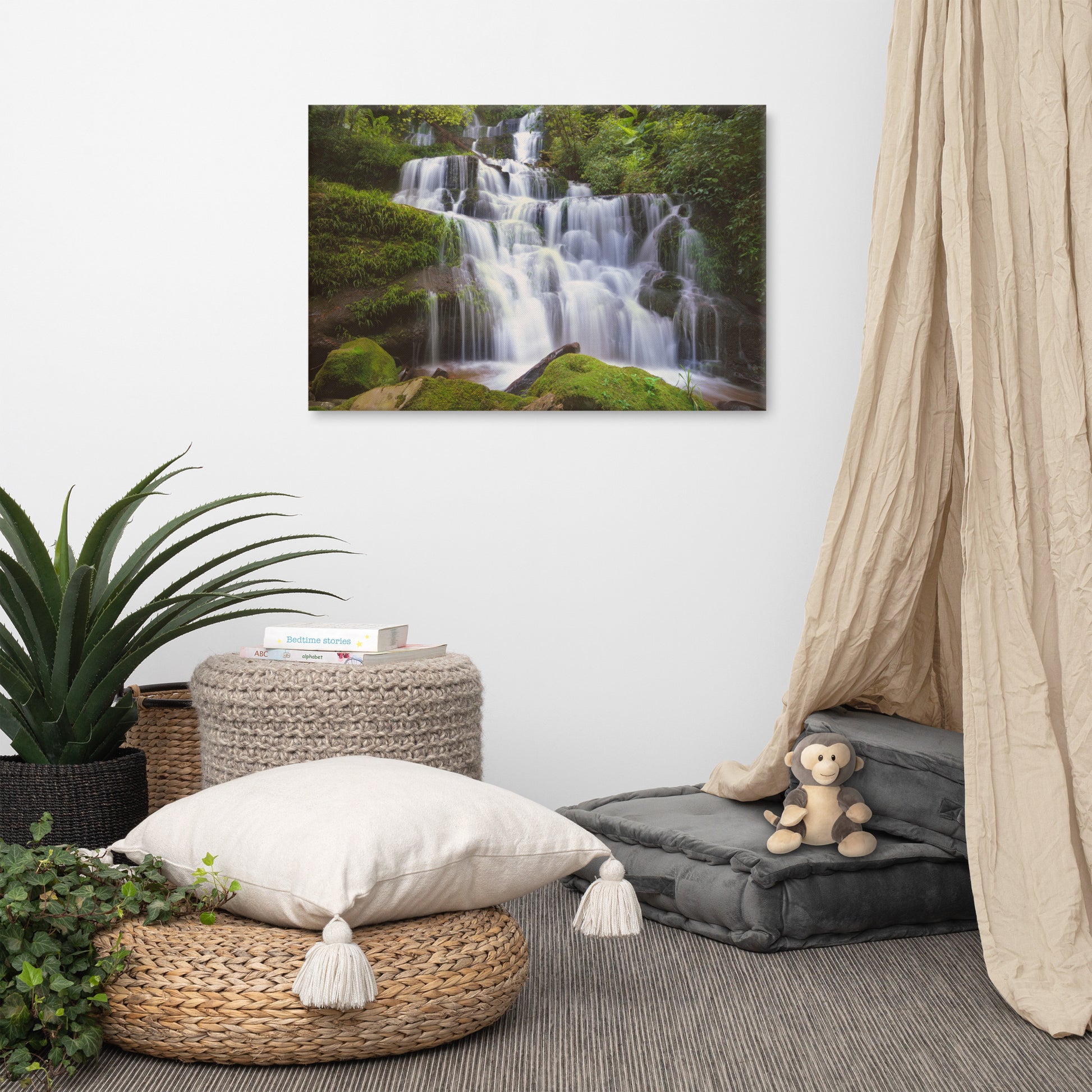 Cascading Water at Mun Daeng Waterfall Landscape Photo Canvas Wall Art Prints