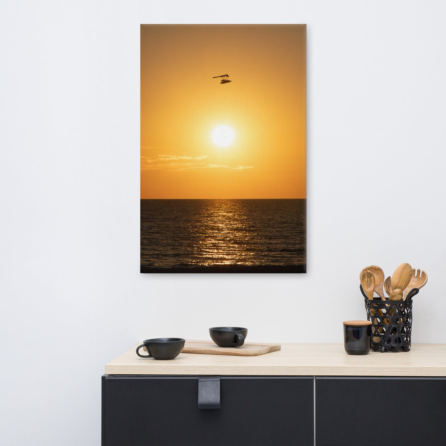 Flying High at Sunset Coastal Landscape Photo Canvas Wall Art Print