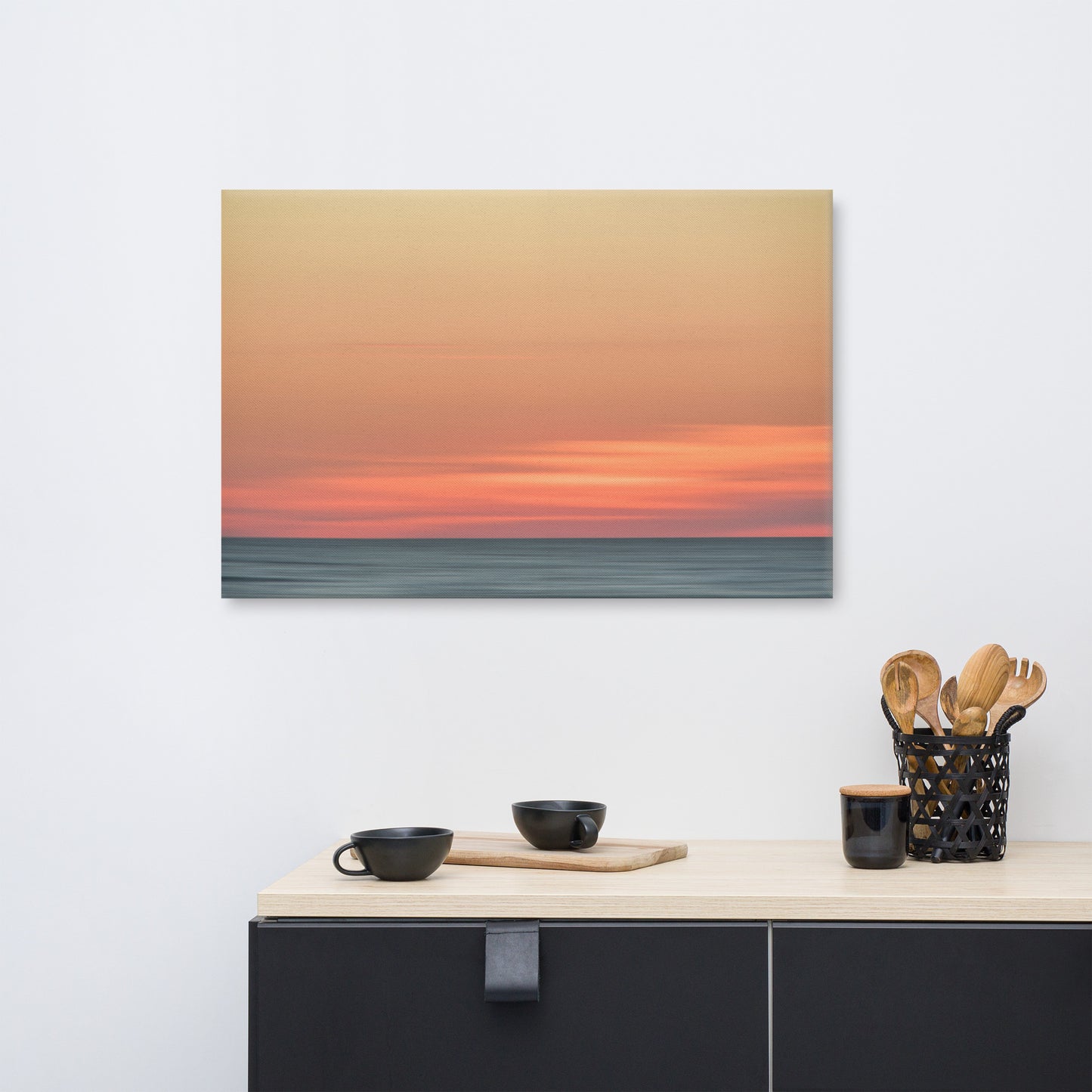 at the beach wall art, Abstract Color Blend Ocean Sunset Coastal Landscape Canvas - Beach Artwork Wall Decor