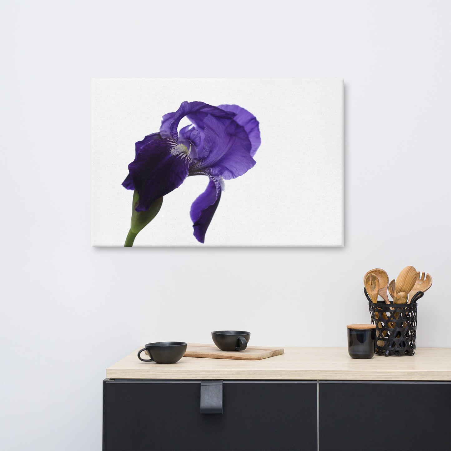 Iris On White Floral Botanical Nature Photo Canvas Wall Art Prints