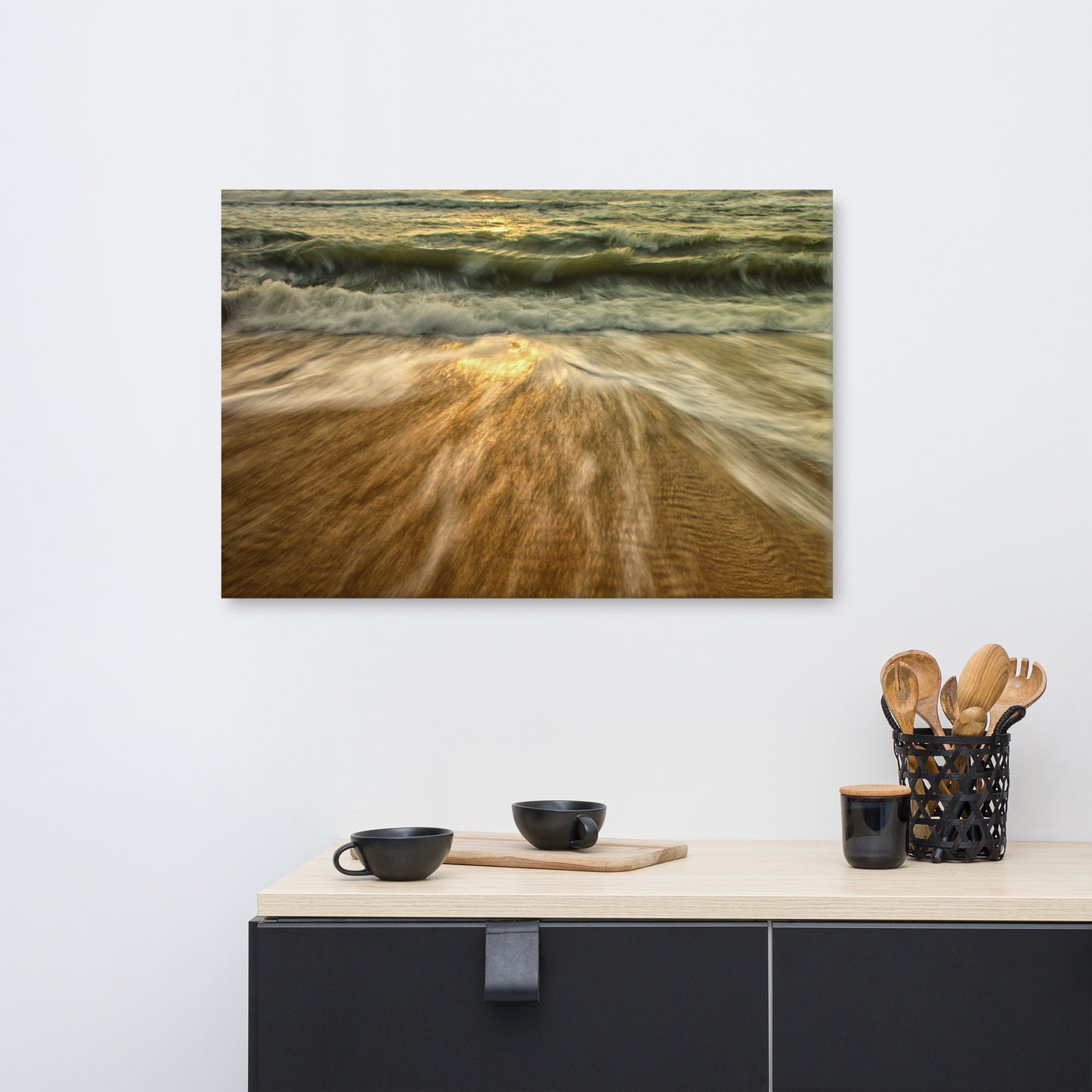 Washing Out to Sea Coastal Nature Photograph Canvas Wall Art Prints