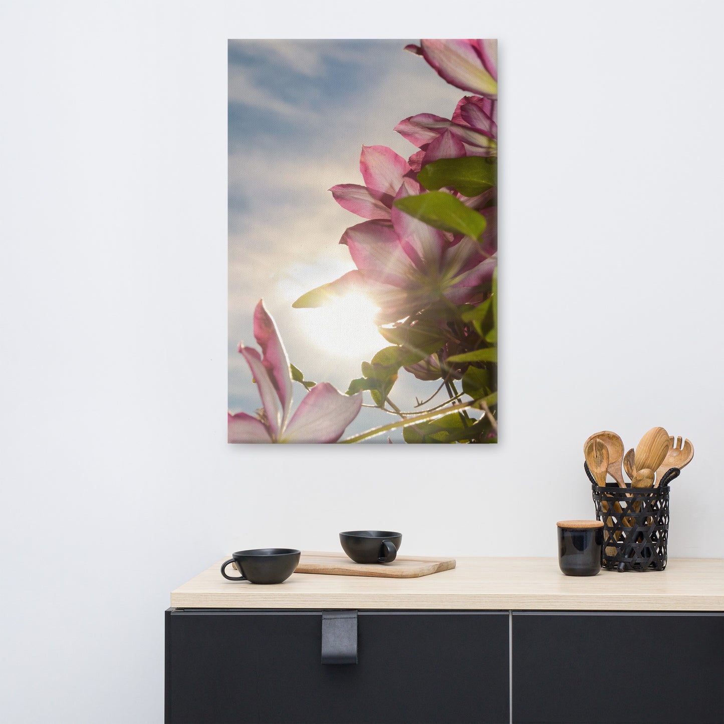 Towering Clematis Floral Botanical Nature Photo Canvas Wall Art Prints