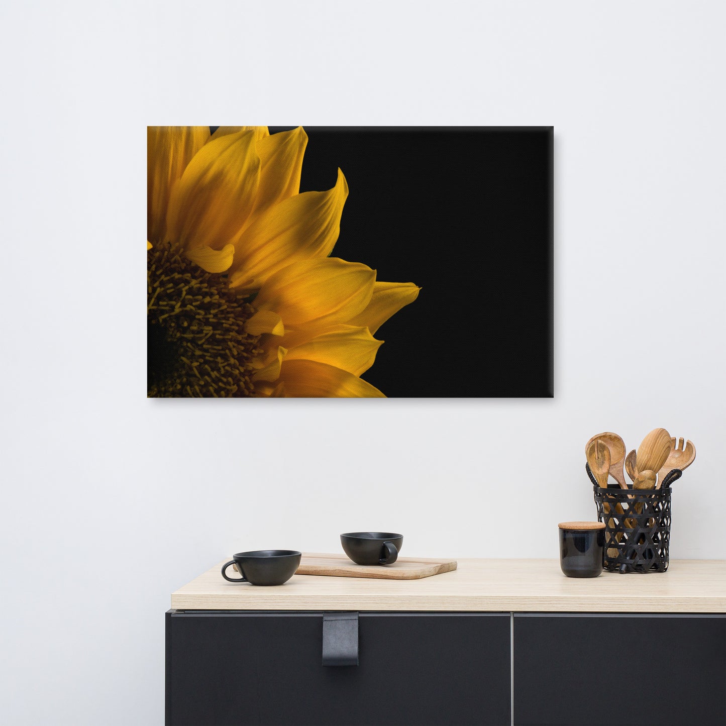 Sunflower in Corner Floral Botanical Nature Photo Canvas Wall Art Prints