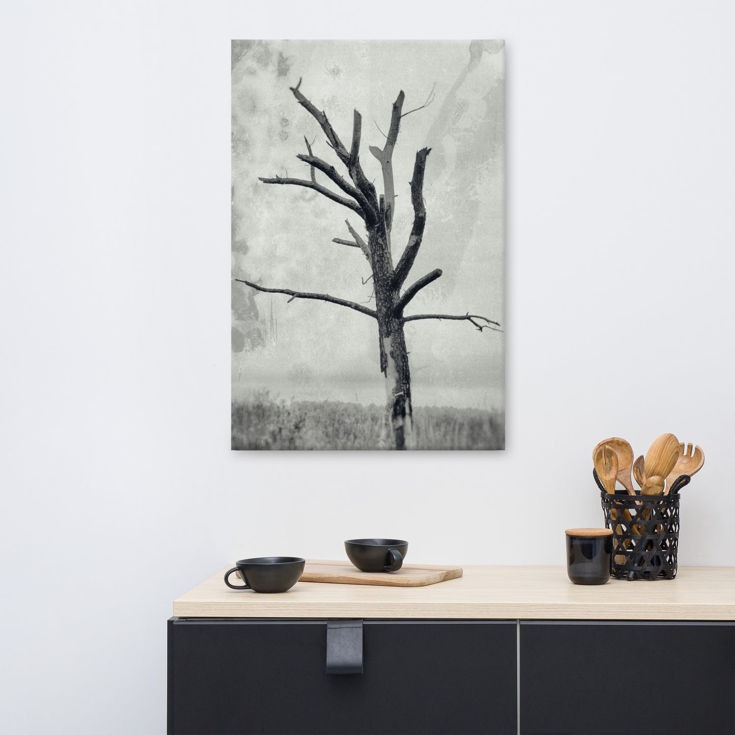 Rotting Away Alone Black and White Floral Nature Canvas Wall Art Prints