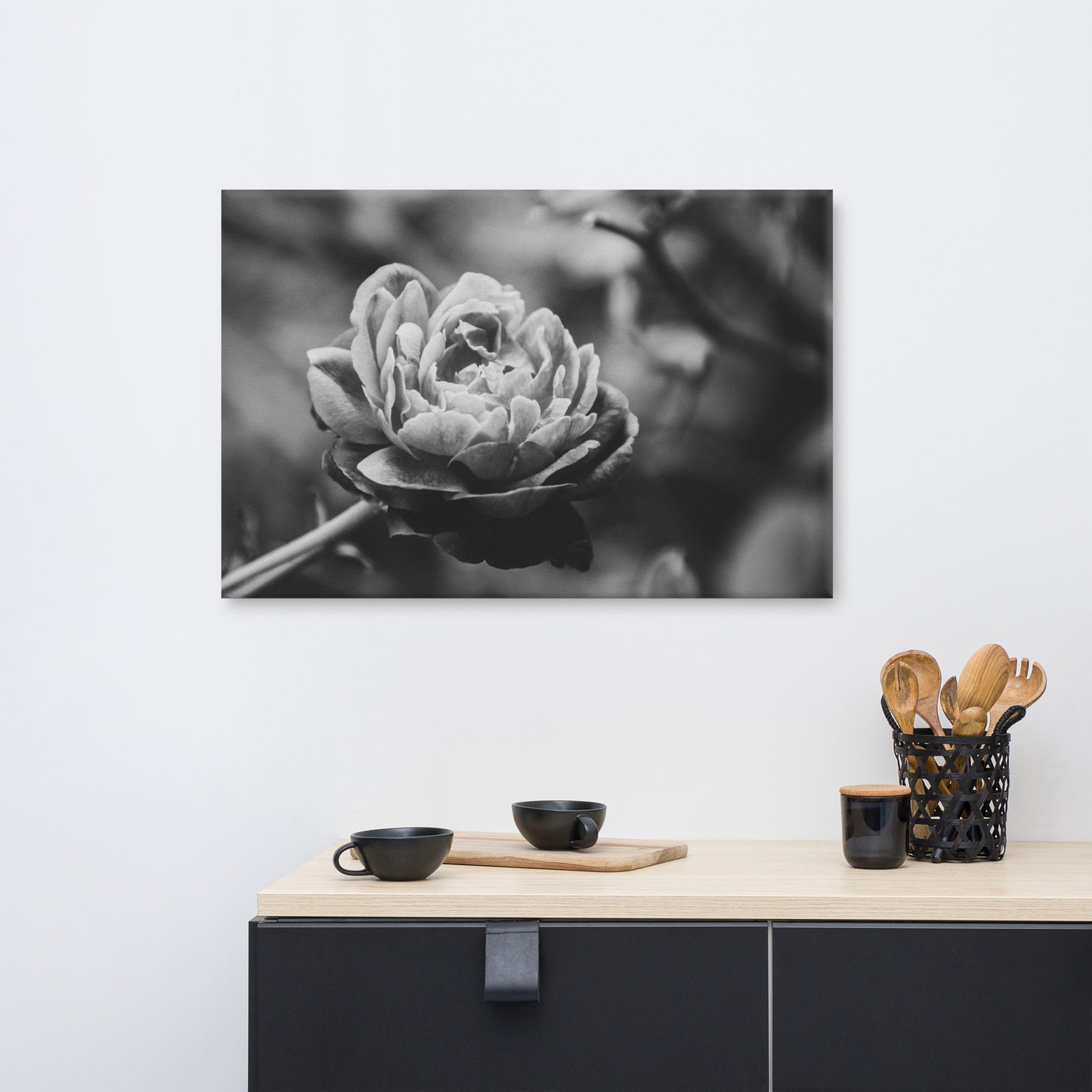 Perfect Petals High Contrast Black and White Floral Botanical Nature Photo Canvas Wall Art Prints