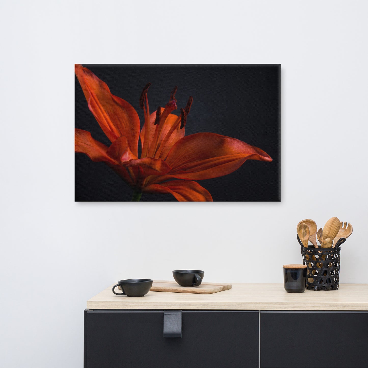 Orange Lily with Backlight Floral Botanical Nature Photo Canvas Wall Art Prints