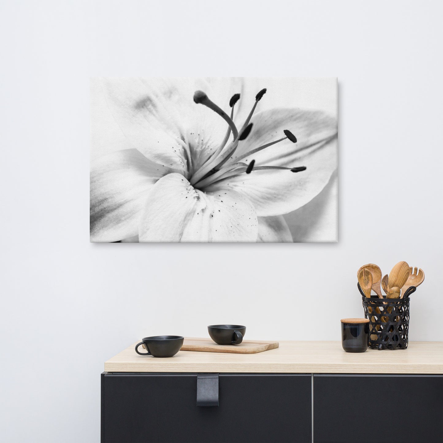 High Key Lily Black and White Floral Botanical Nature Photo Canvas Wall Art Prints