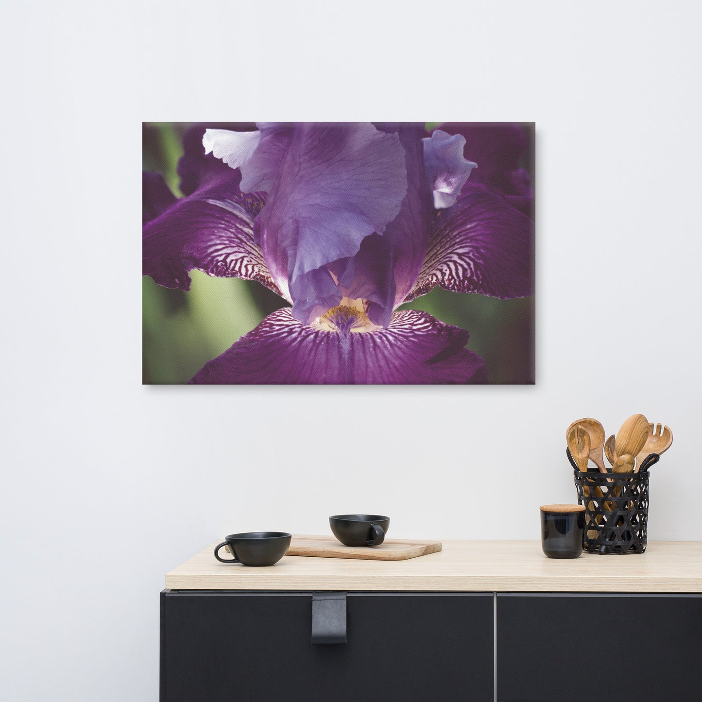 Glowing Iris Moody Midnight Floral Botanical Nature Photo Canvas Wall Art Prints