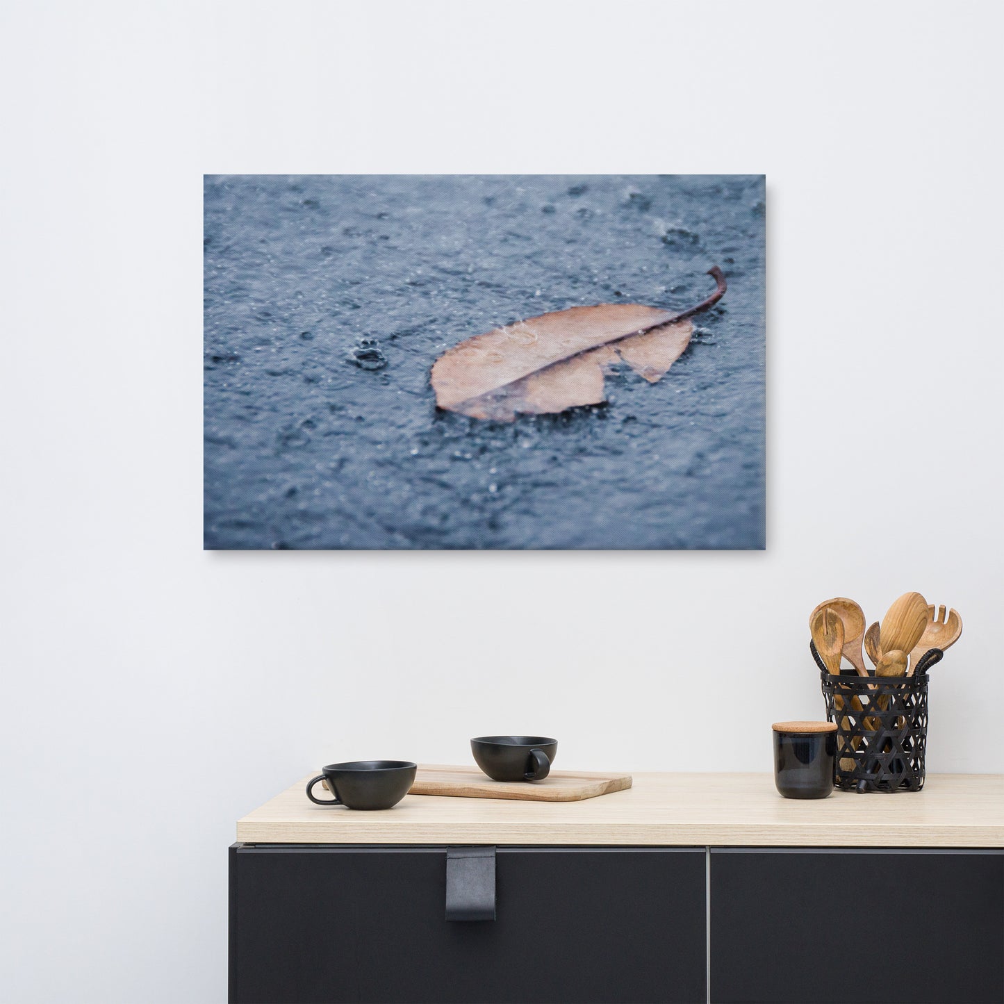 Fallen Leaf in The Rain Color Floral Nature Canvas Wall Art Prints