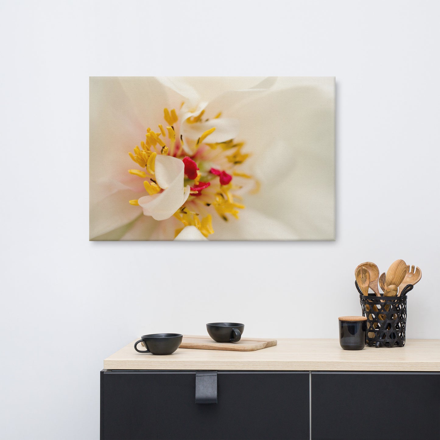 Eye of Peony Floral Botanical Nature Photo Canvas Wall Art Prints