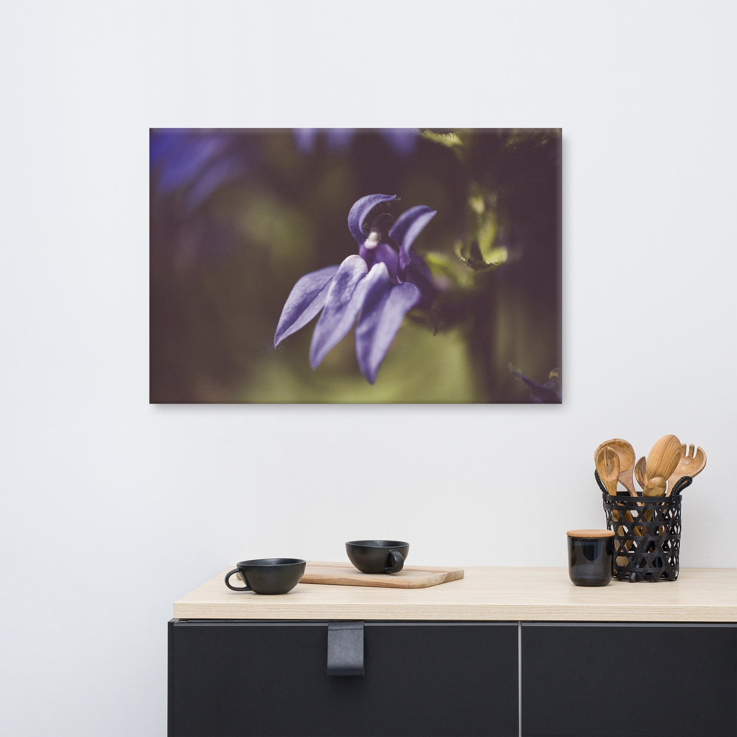 Dramatic Blue Lobelia Floral Botanical Nature Photo Canvas Wall Art Prints