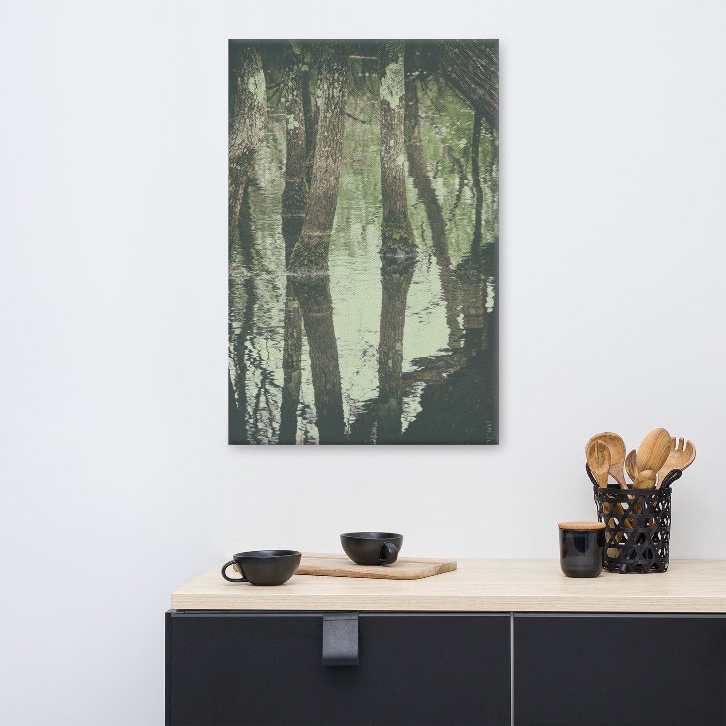 Early Spring Reflections on the Marsh Botanical Nature Canvas Wall Art Prints