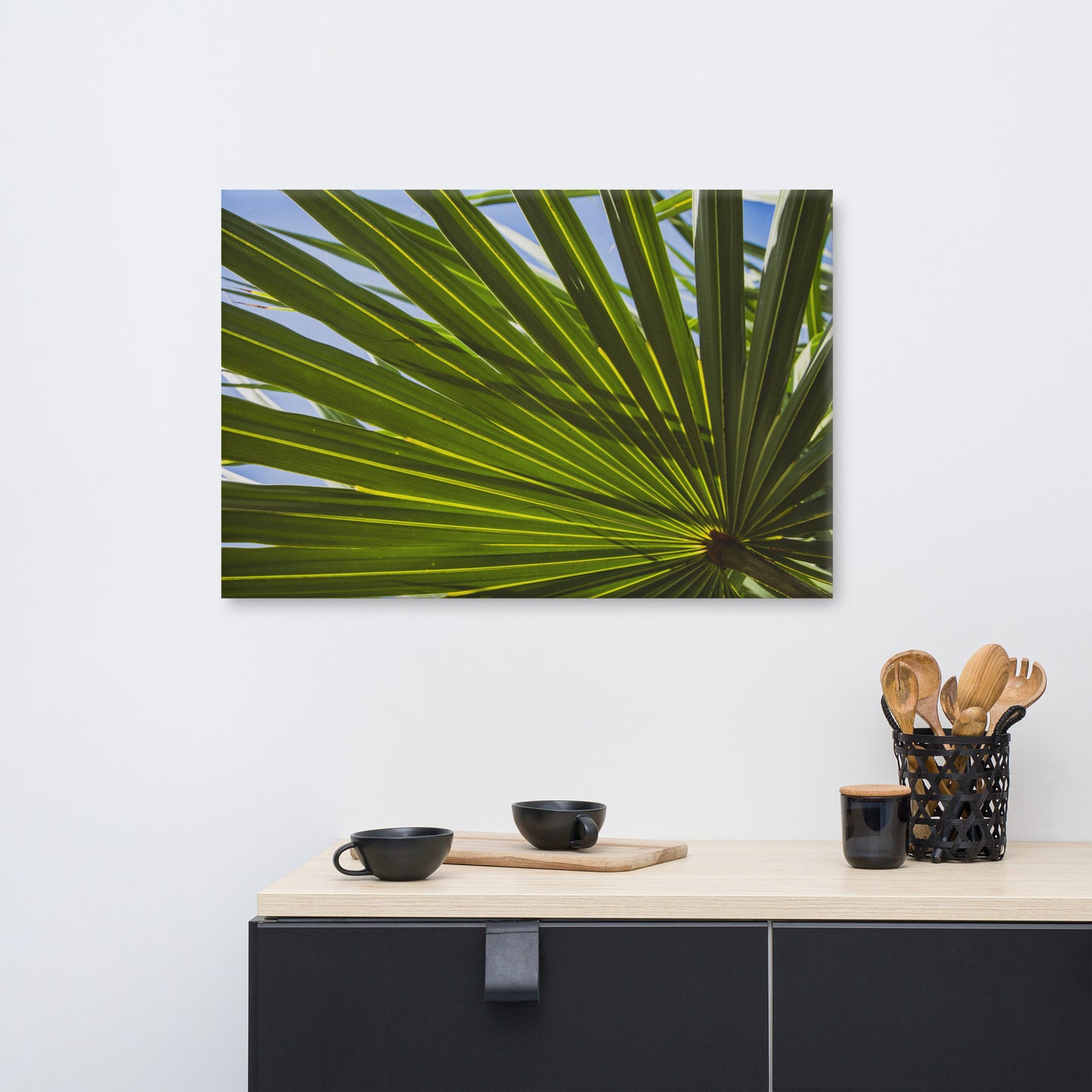 Colorized Wide Palm Leaves Botanical Nature Canvas Wall Art Prints