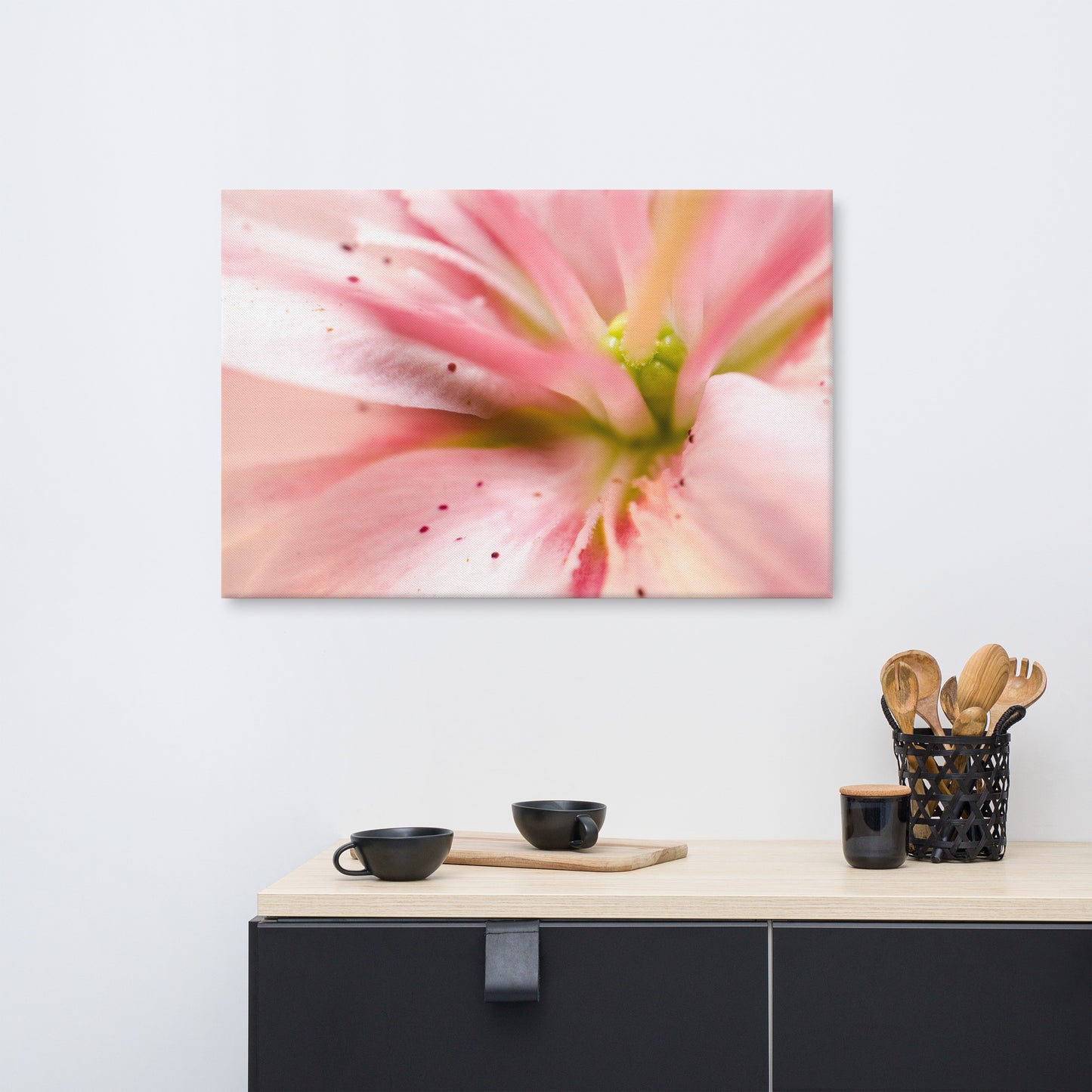 Center of the Stargazer Lily Floral Botanical Nature Photograph Canvas Wall Art Prints