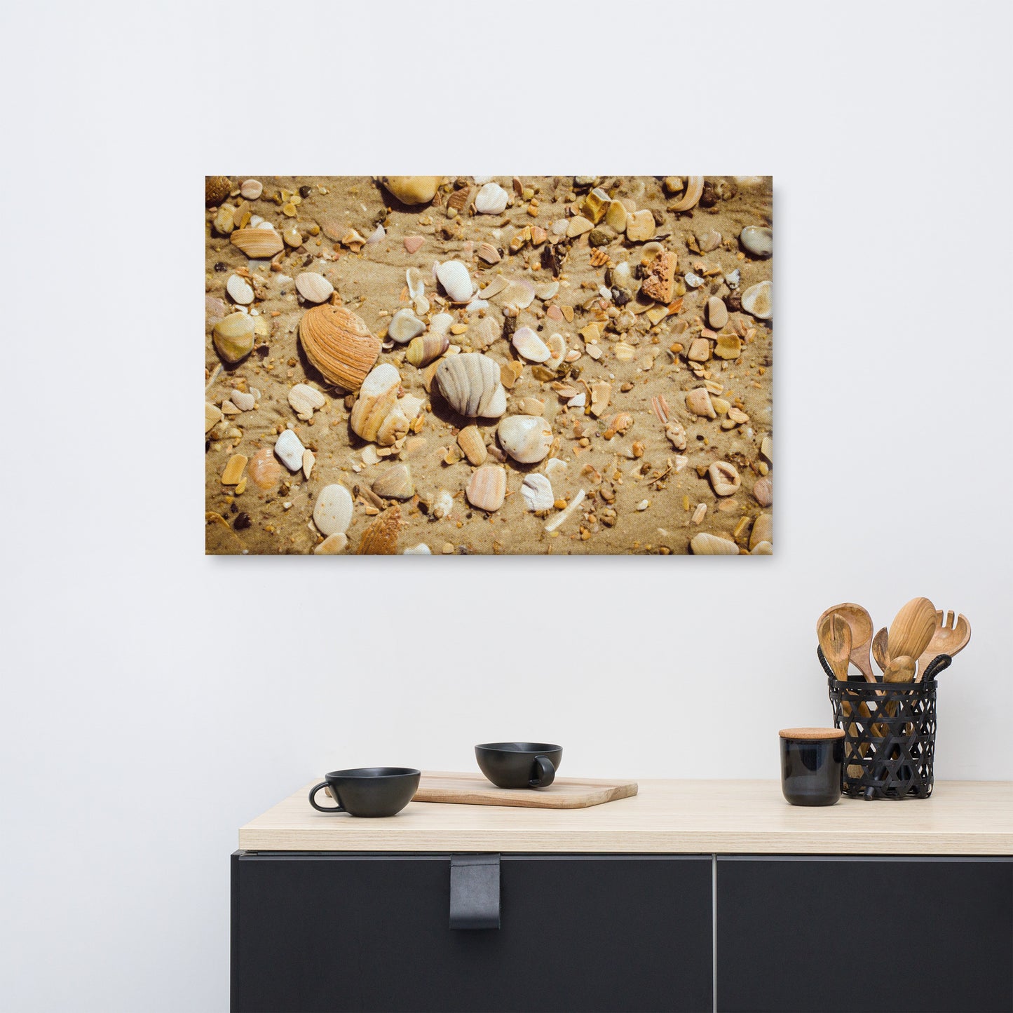 Broken Seashells and Sand Coastal Nature Canvas Wall Art Prints
