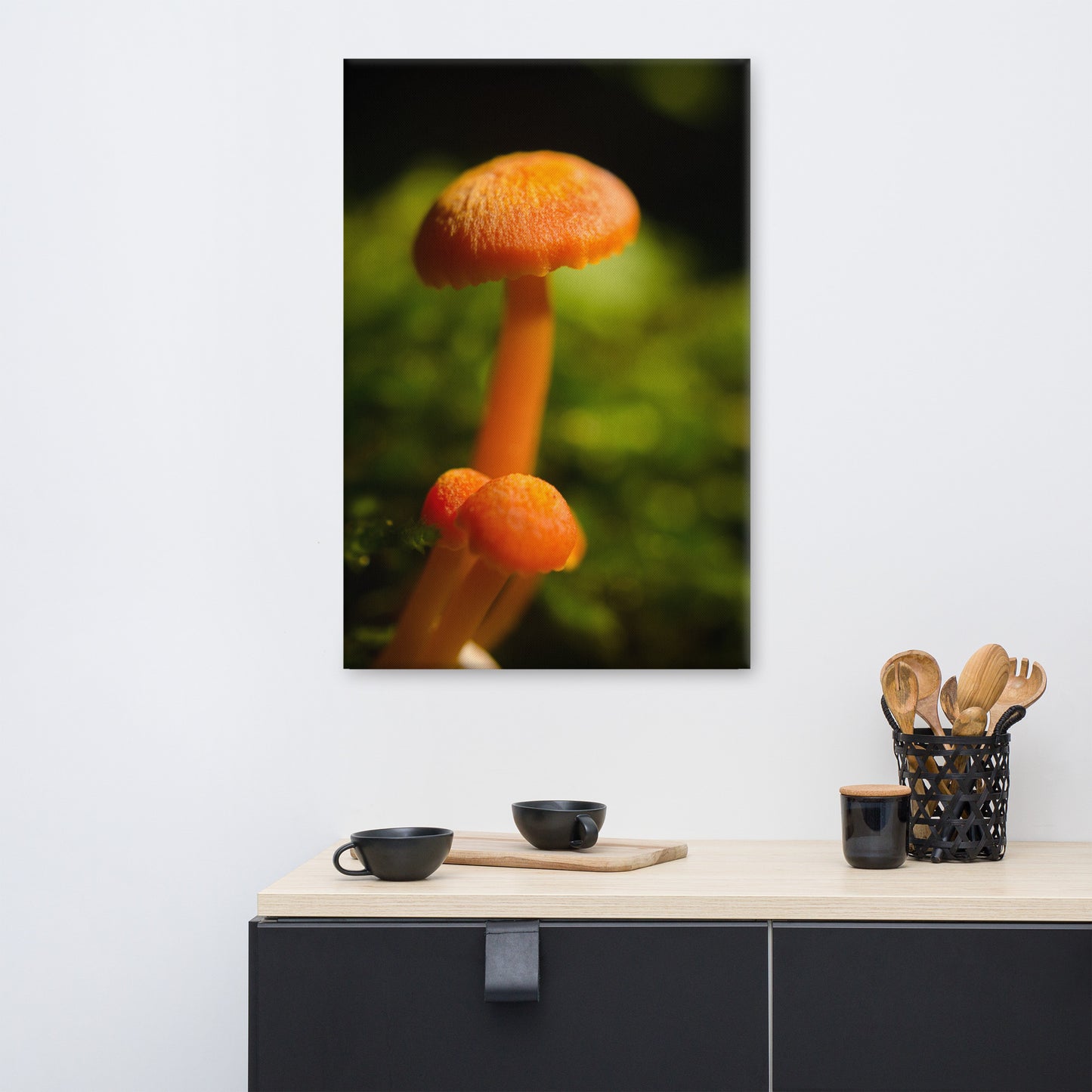 Button Top Mushrooms Rustic Botanical Nature Photo Canvas Wall Art Prints