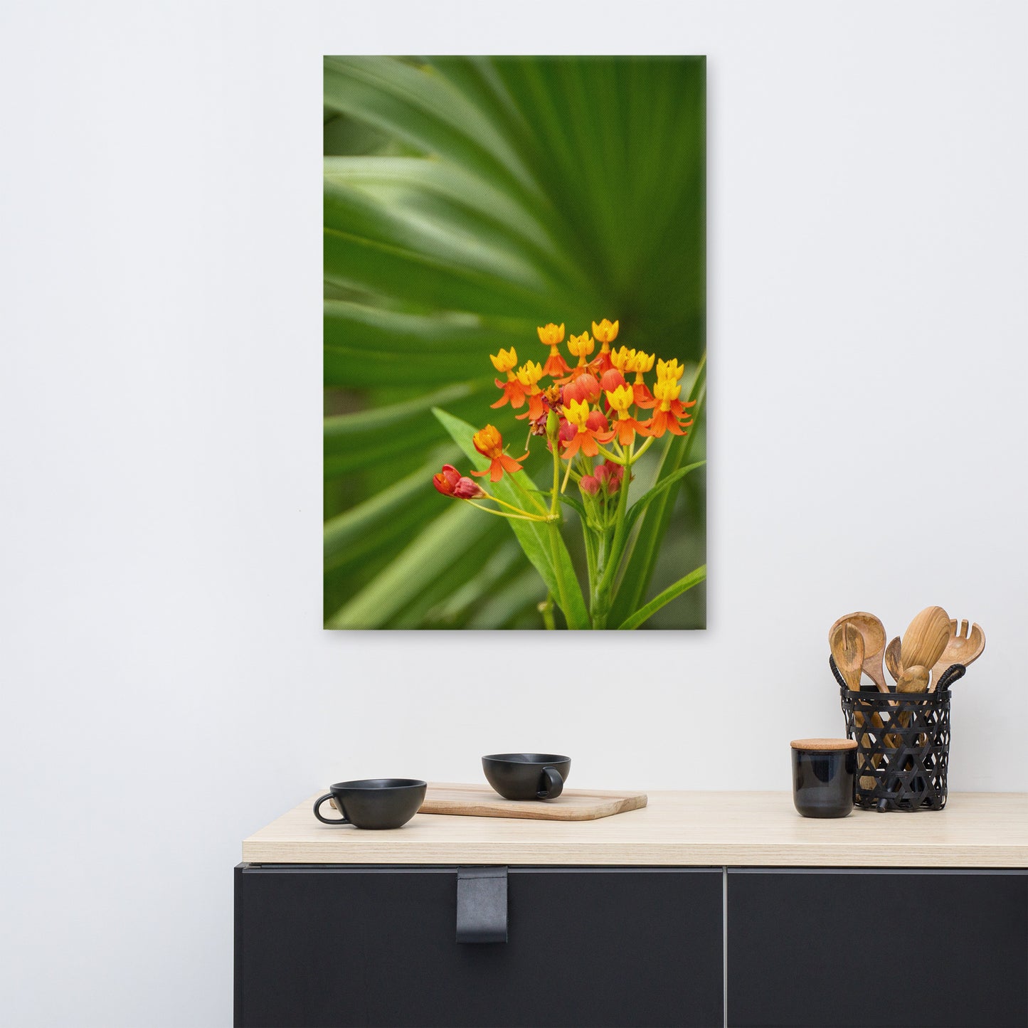 Bloodflowers and Palm Color Floral Botanical Nature Photograph Canvas Wall Art Prints
