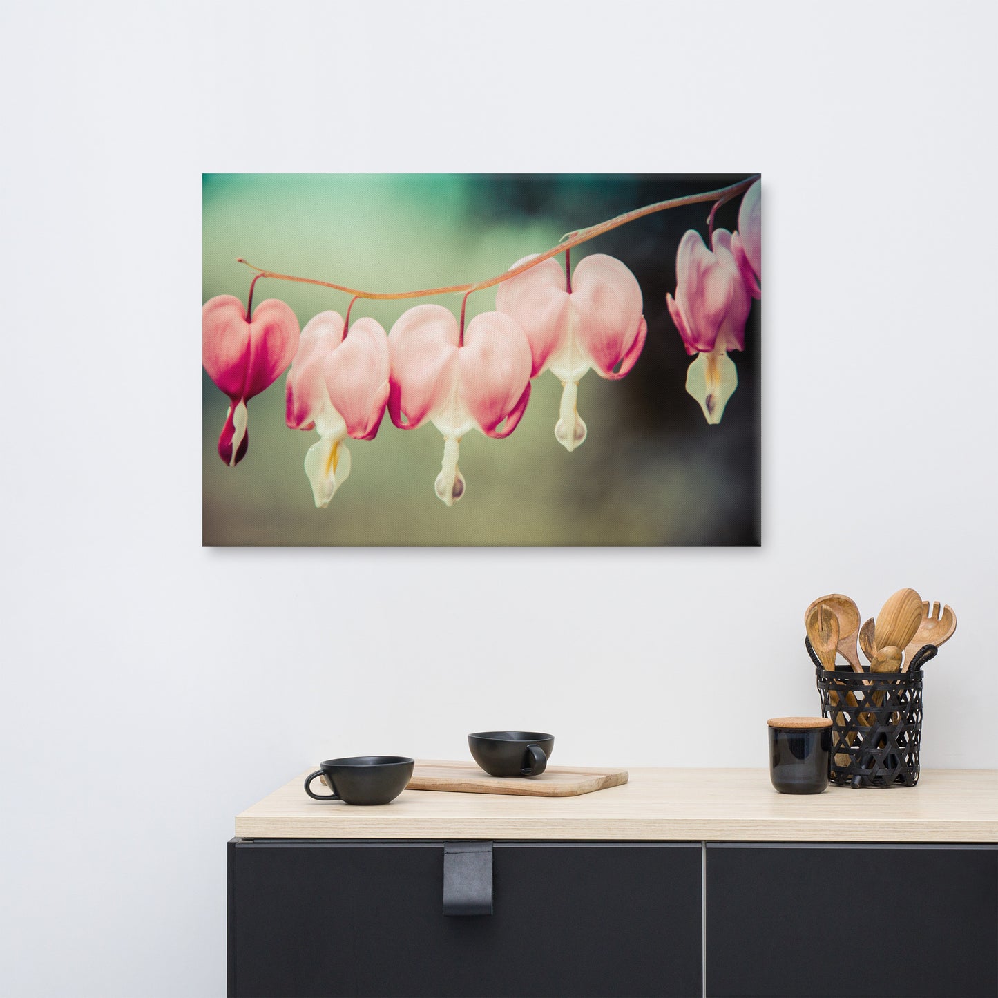 Be Still My Bleeding Heart Colorized Floral Botanical Nature Photograph Canvas Wall Art Prints