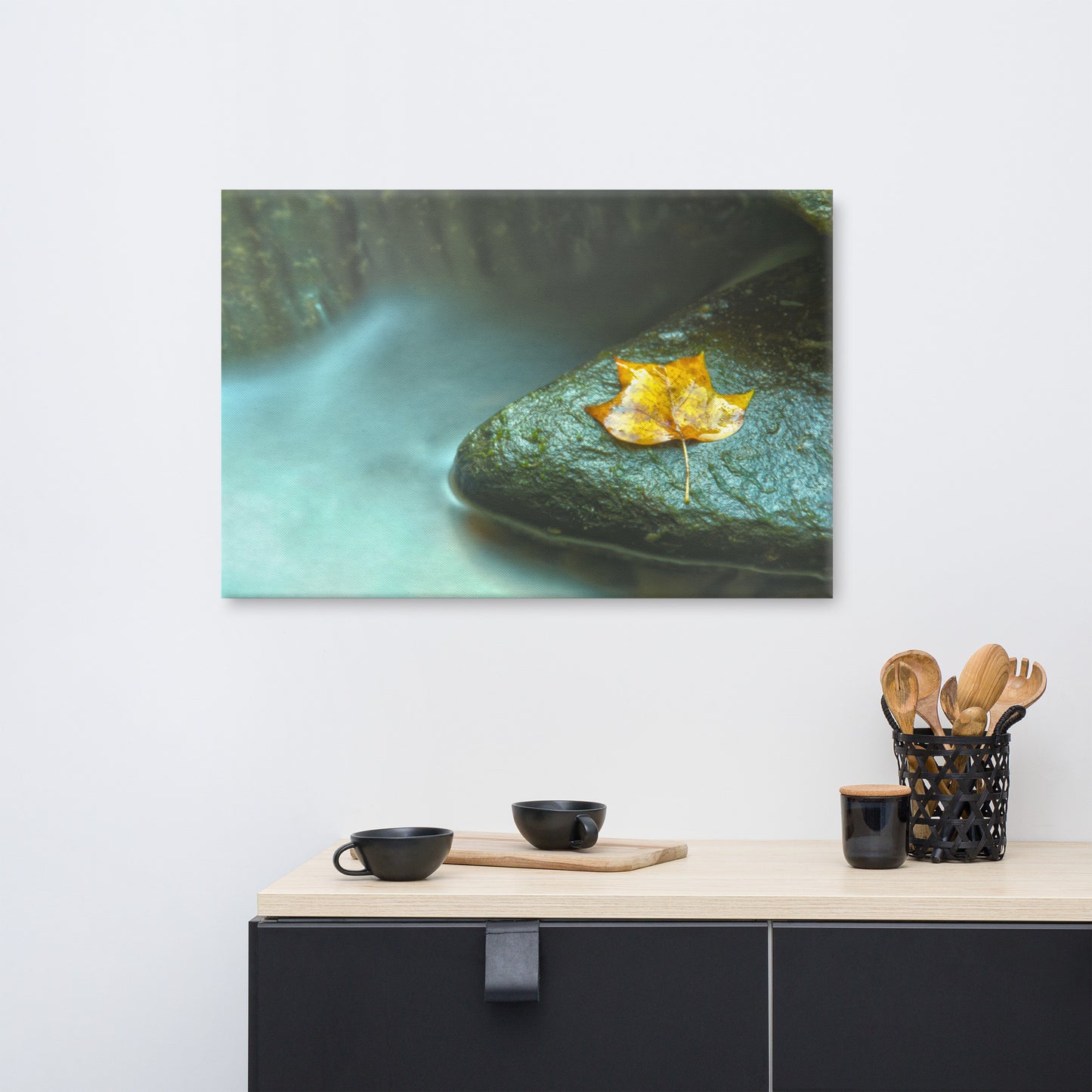 Misty Leaf Rustic Botanical Nature Photograph Canvas Wall Art Prints