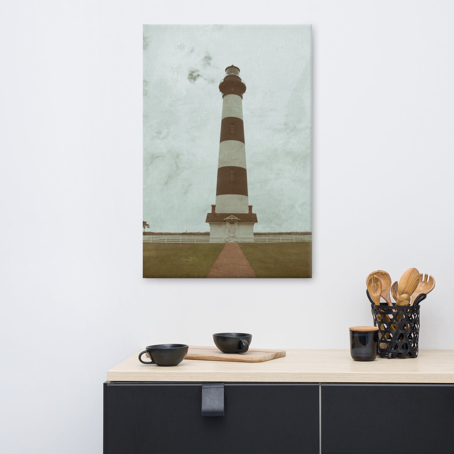 Aged Colorized Bodie Island Lighthouse Canvas Wall Art Prints