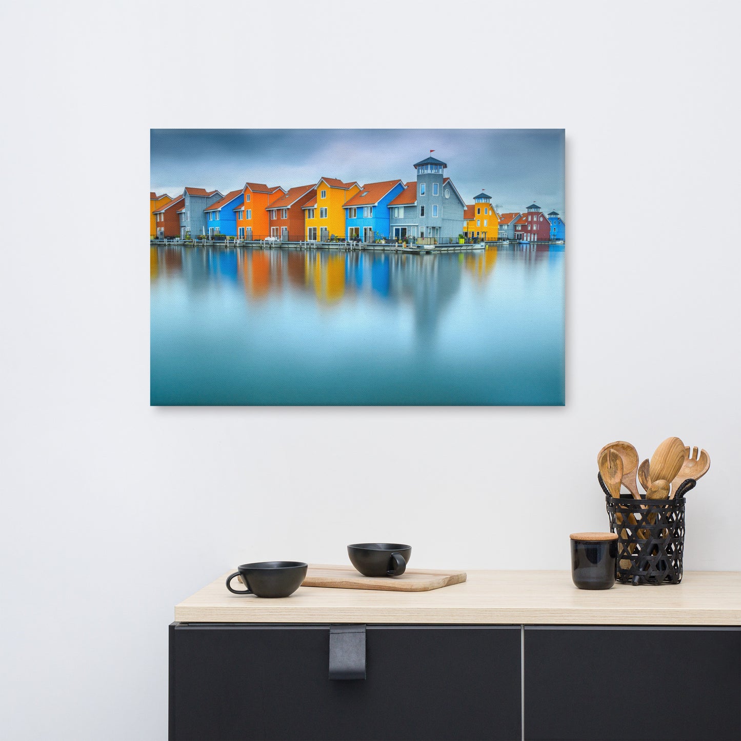 Blue Morning at Waters Edge Coastal Landscape Canvas Wall Art Prints