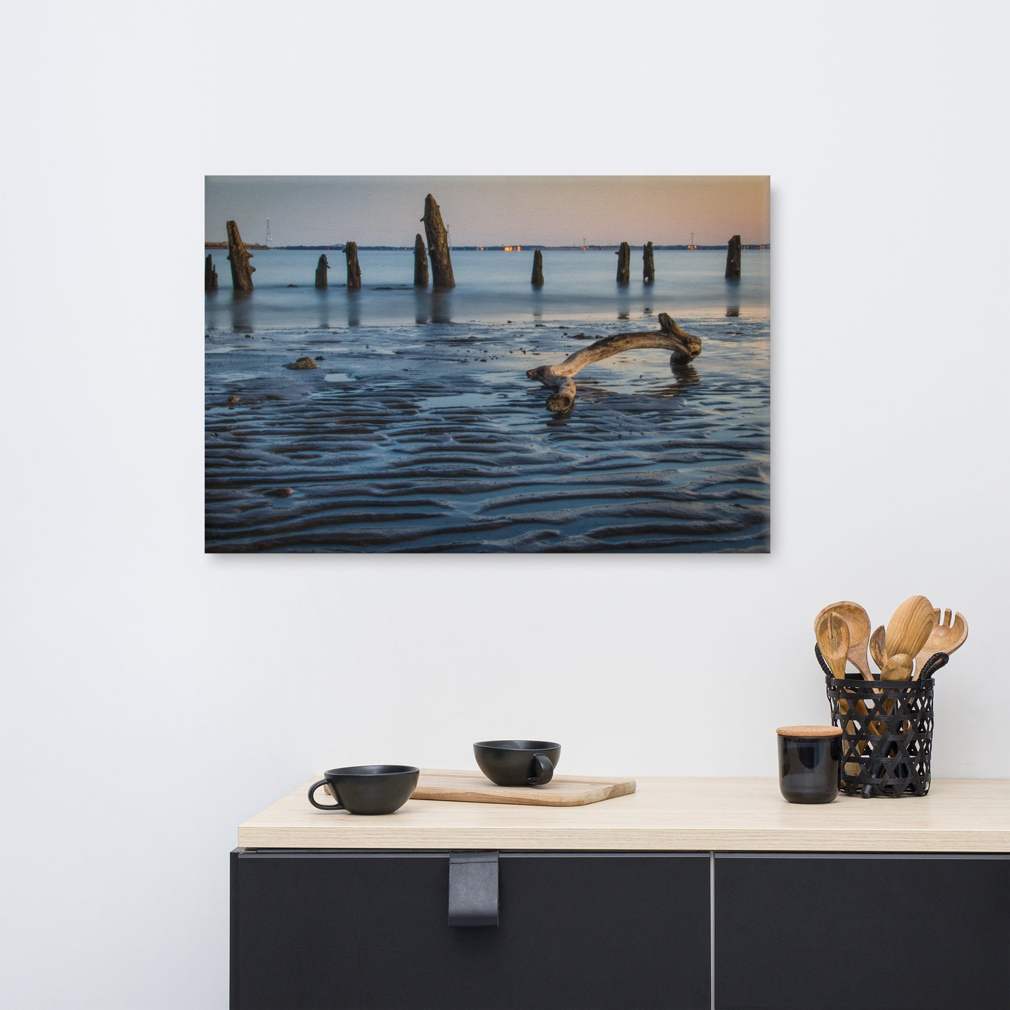 Driftwood and Sandbars Coastal Landscape Canvas Wall Art Prints