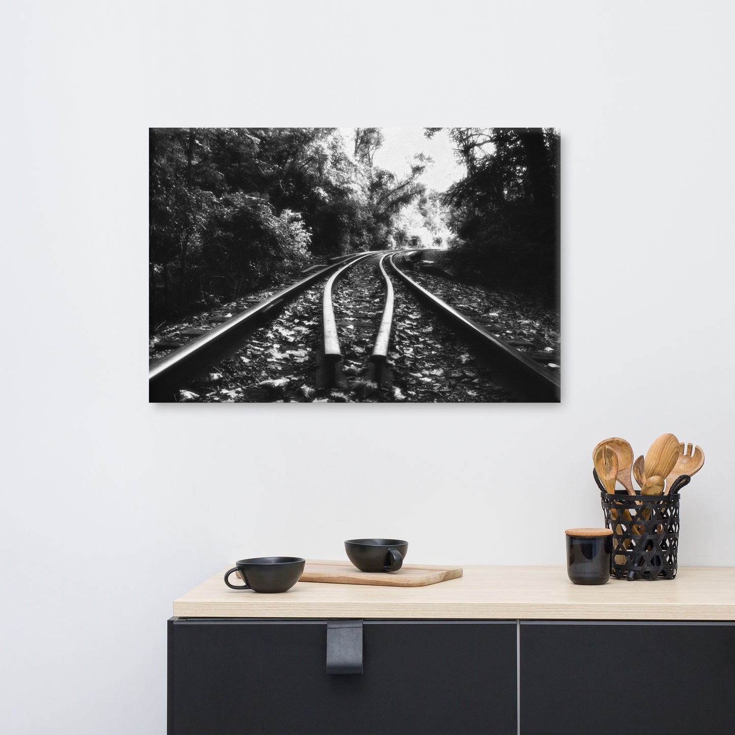 Lead Me Into The Light Black and White Rustic Industrial Landscape Canvas Wall Art Prints