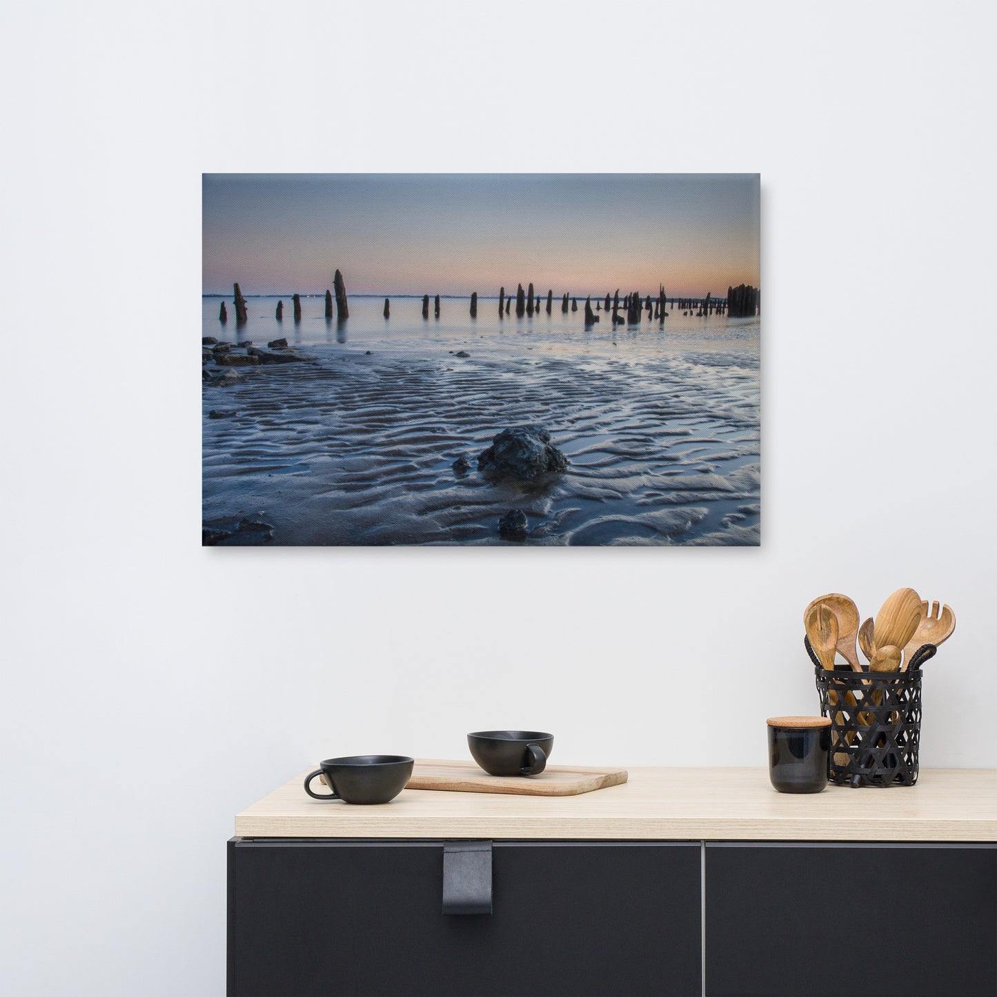 Low Tide At Battery Coastal Landscape Canvas Wall Art Prints