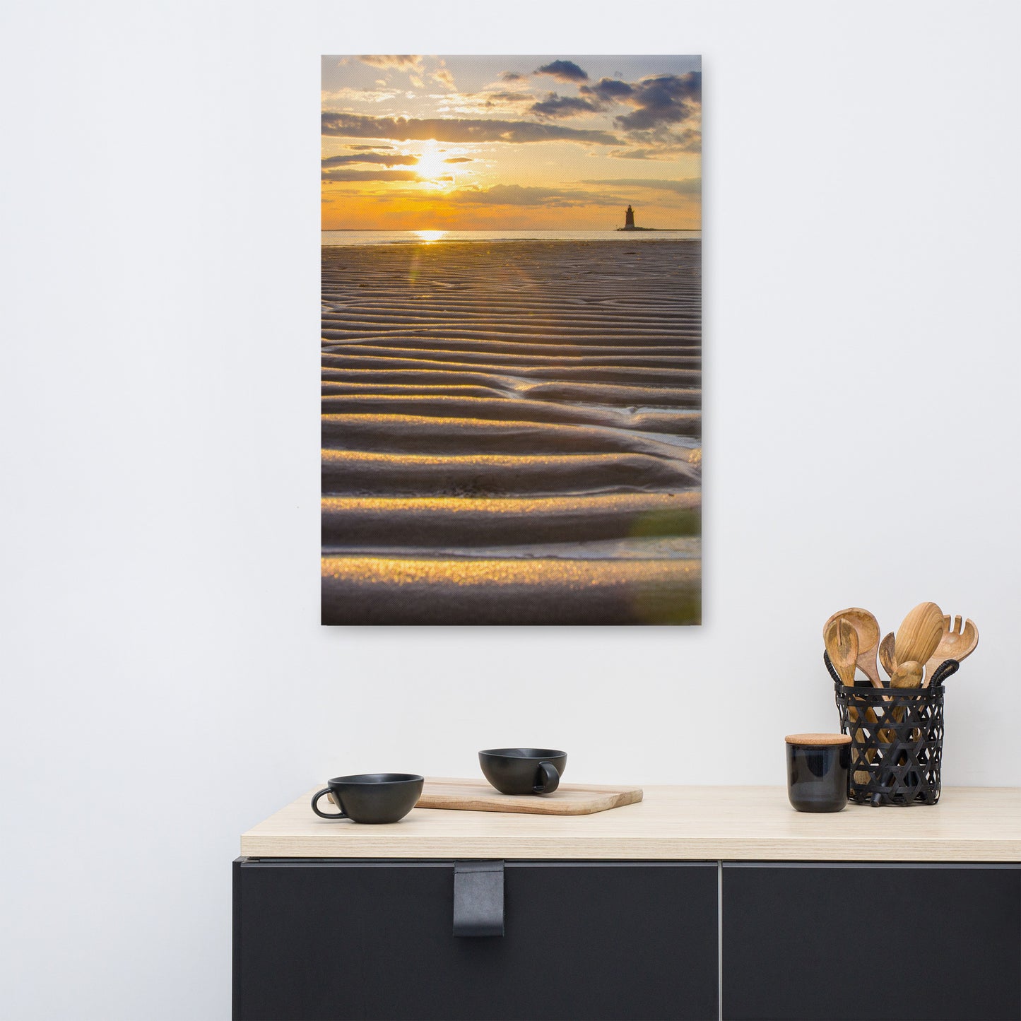 Sandbars and Sunset Coastal Landscape Canvas Wall Art Prints