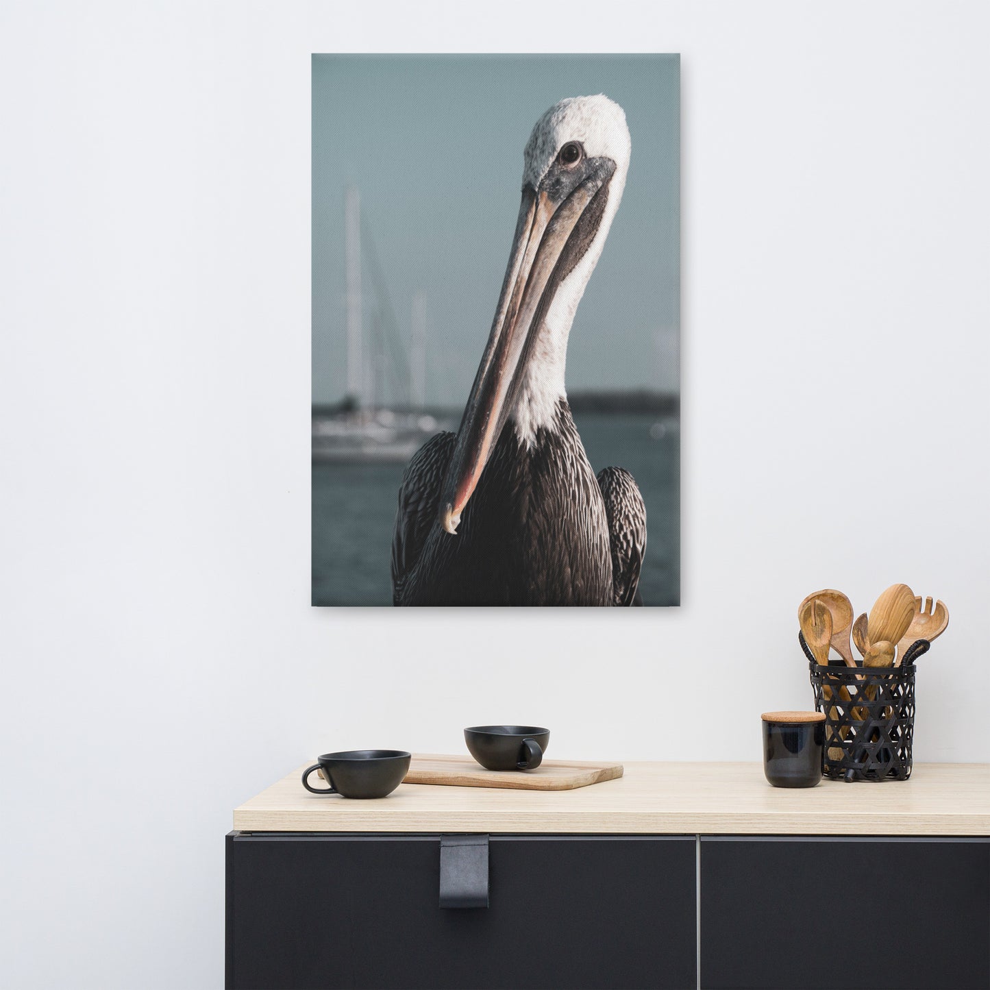 Bob The Pelican Bird 3 Colorized Wildlife Photo Canvas Wall Art Prints