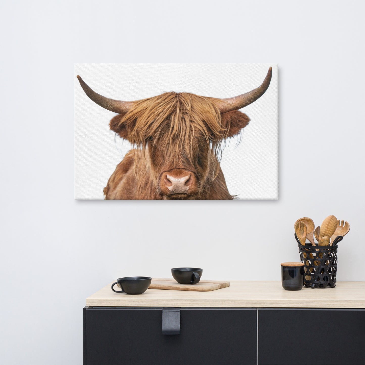 Golden Highland Cow Minimal Animal / Wildlife Photo Canvas Wall Art Prints